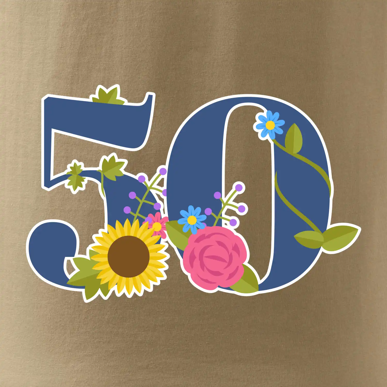 Květinové číslo kreslené - 50