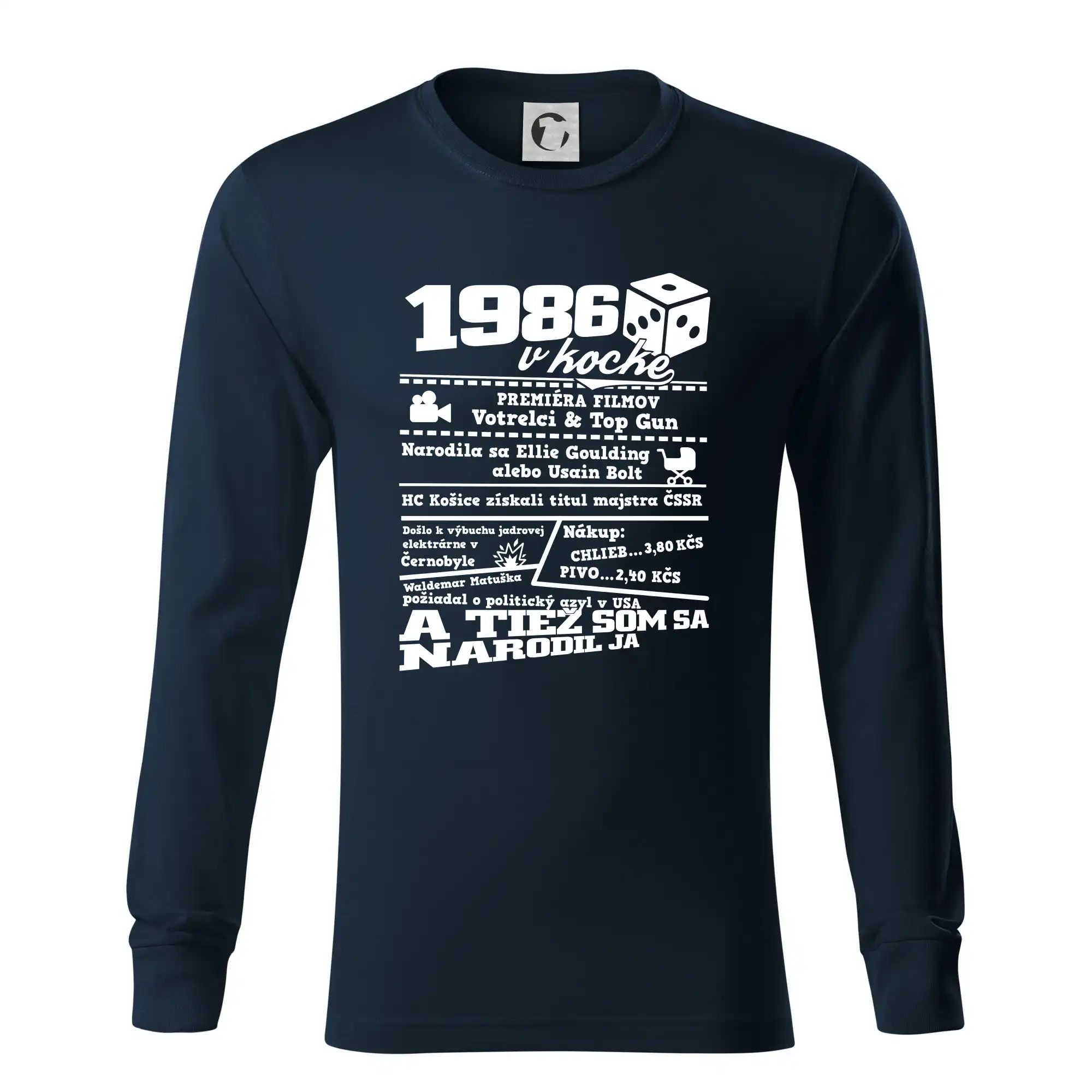 Trička s ročníkom 1986 - 1986 v kocke - Tričko s dlhým rukávom LS R05