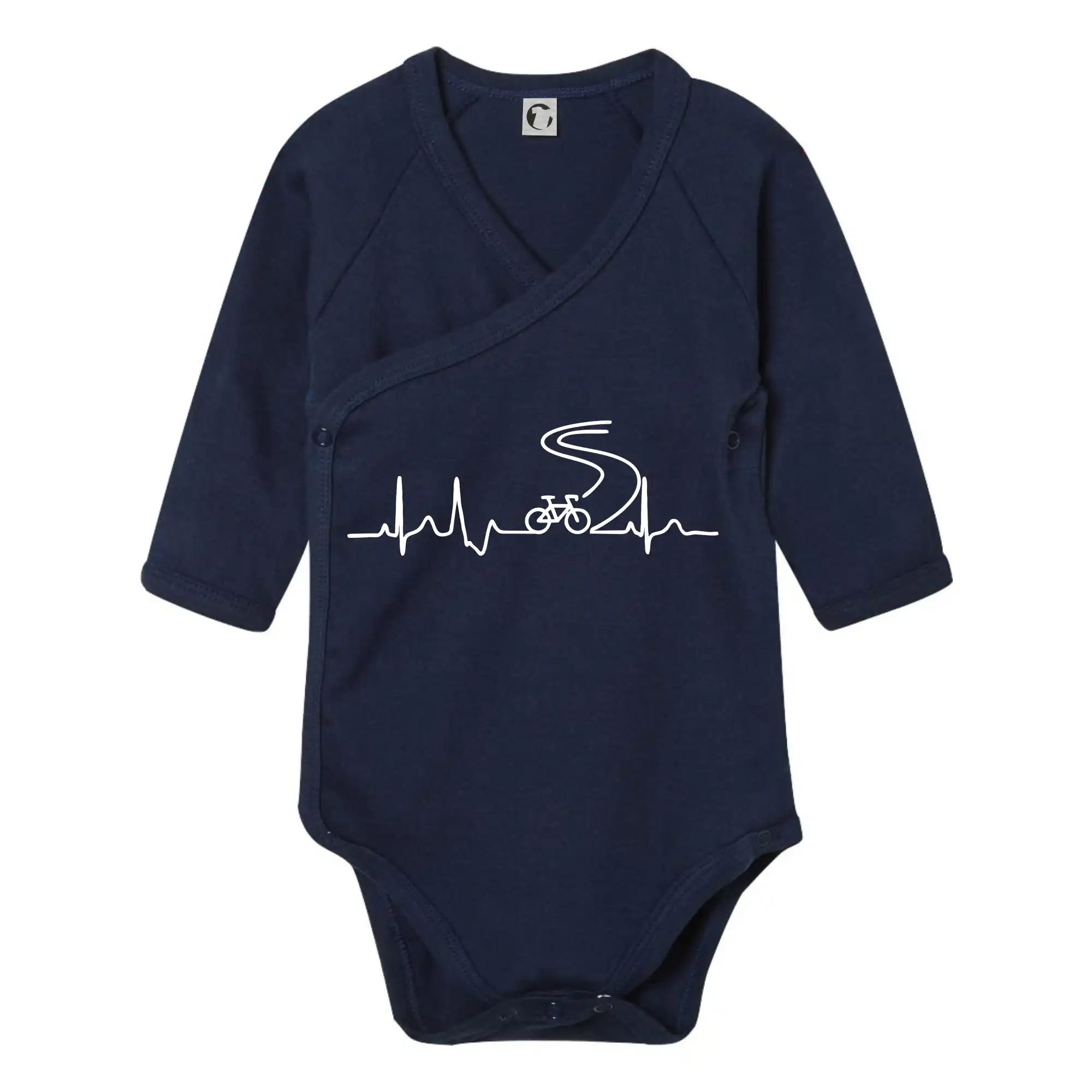 Tričko ako darček pre cyklistu - EKG cestná cyklistika - Body zavinovacie s dlhým rukávom