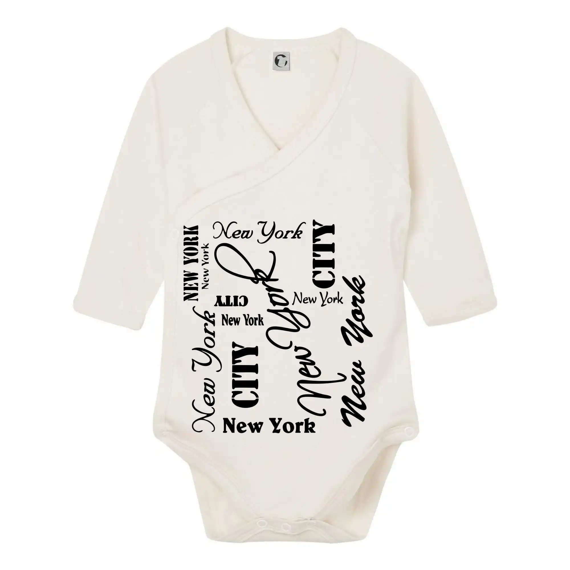 Tričká USA - New York City font - Body zavinovacie s dlhým rukávom