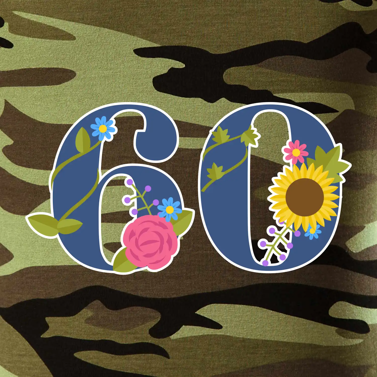 Květinové číslo kreslené - 60