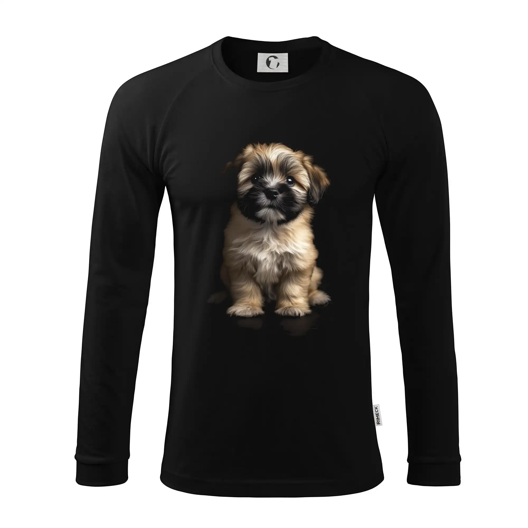 Ostatné psie plemená - Lhasa Apso šteňa čierna fotka - Pánske tričko s dlhým rukávom LS130