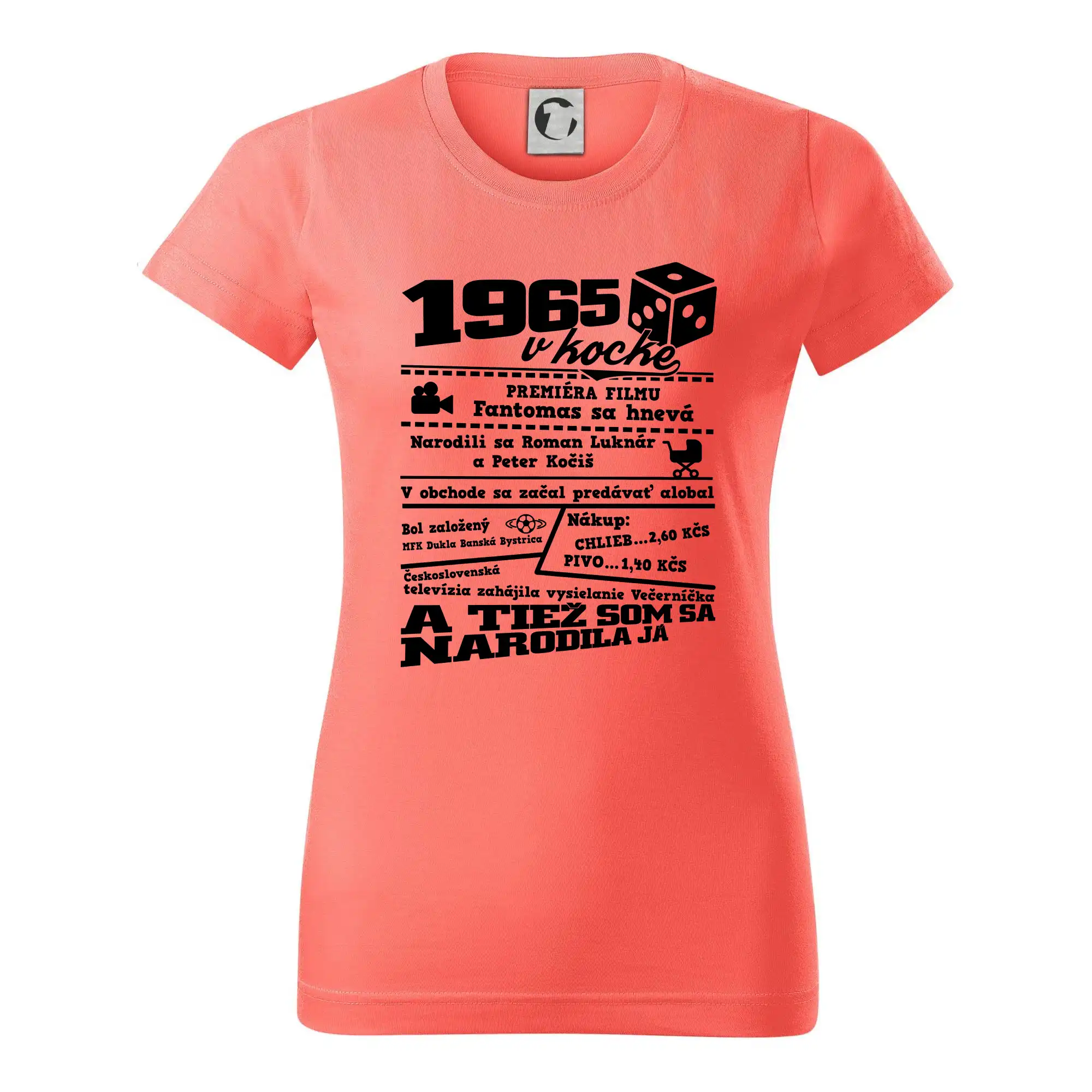 Narodeninové tričko 1965 - 1965 v kocke - Dámske tričko basic - ľahko voľnejšie a dlhšie