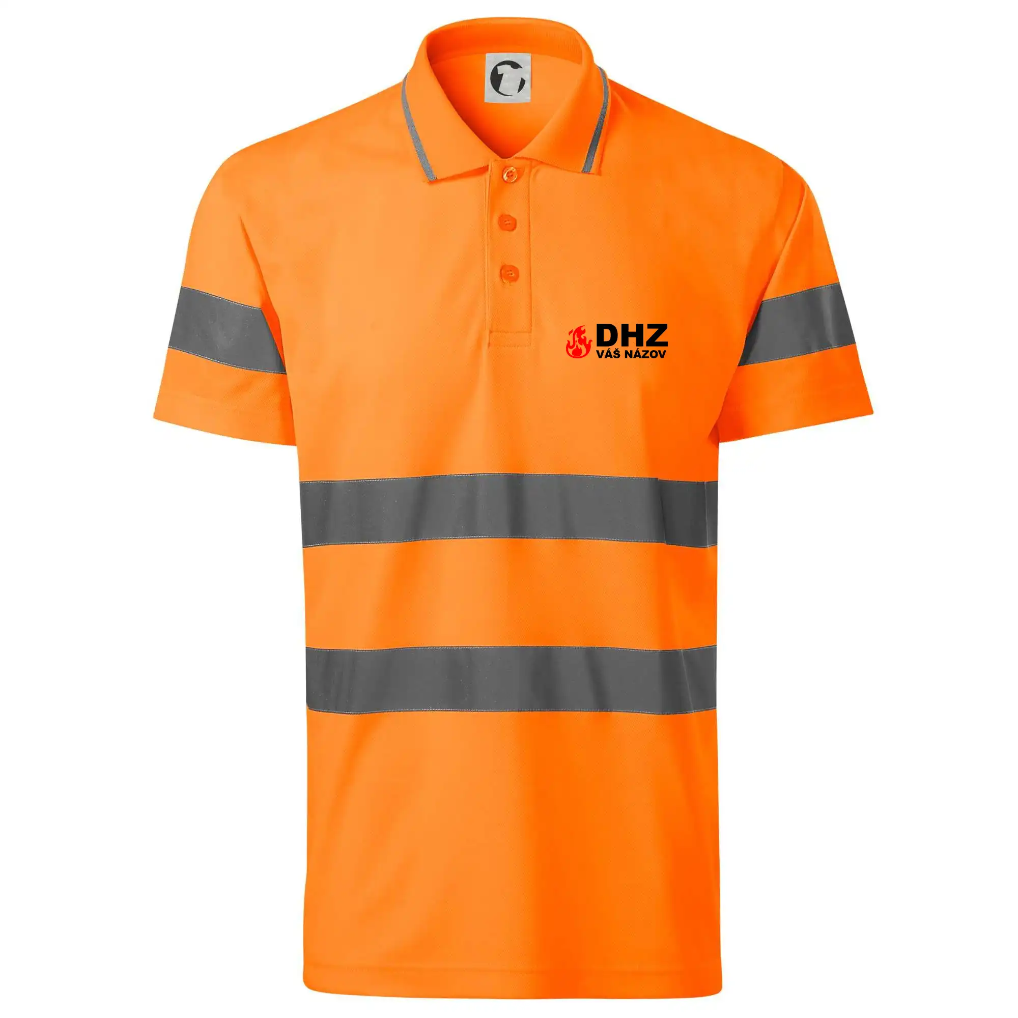 Originálne tričká pre hasičov - DHZ (oheň, názov sboru - vlastný nápis) - HV Runway 2V9 - Reflexné polokošeľa