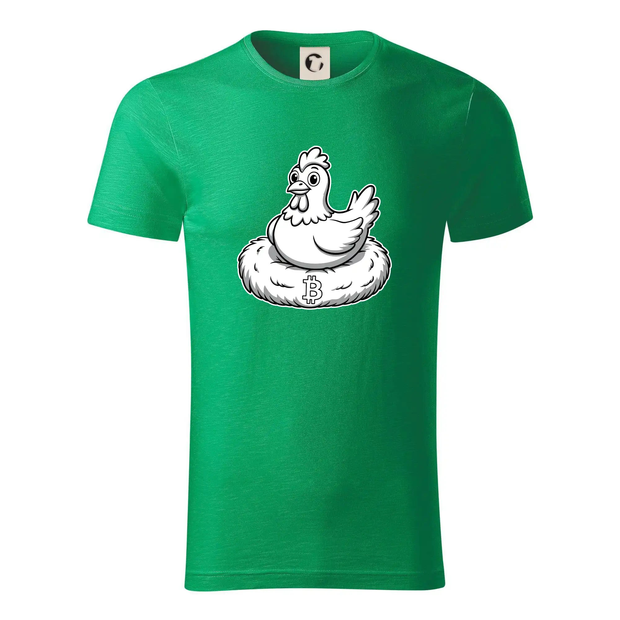 Kurča sediace na bitcoinovom hniezde - Tričko z organickej bavlny