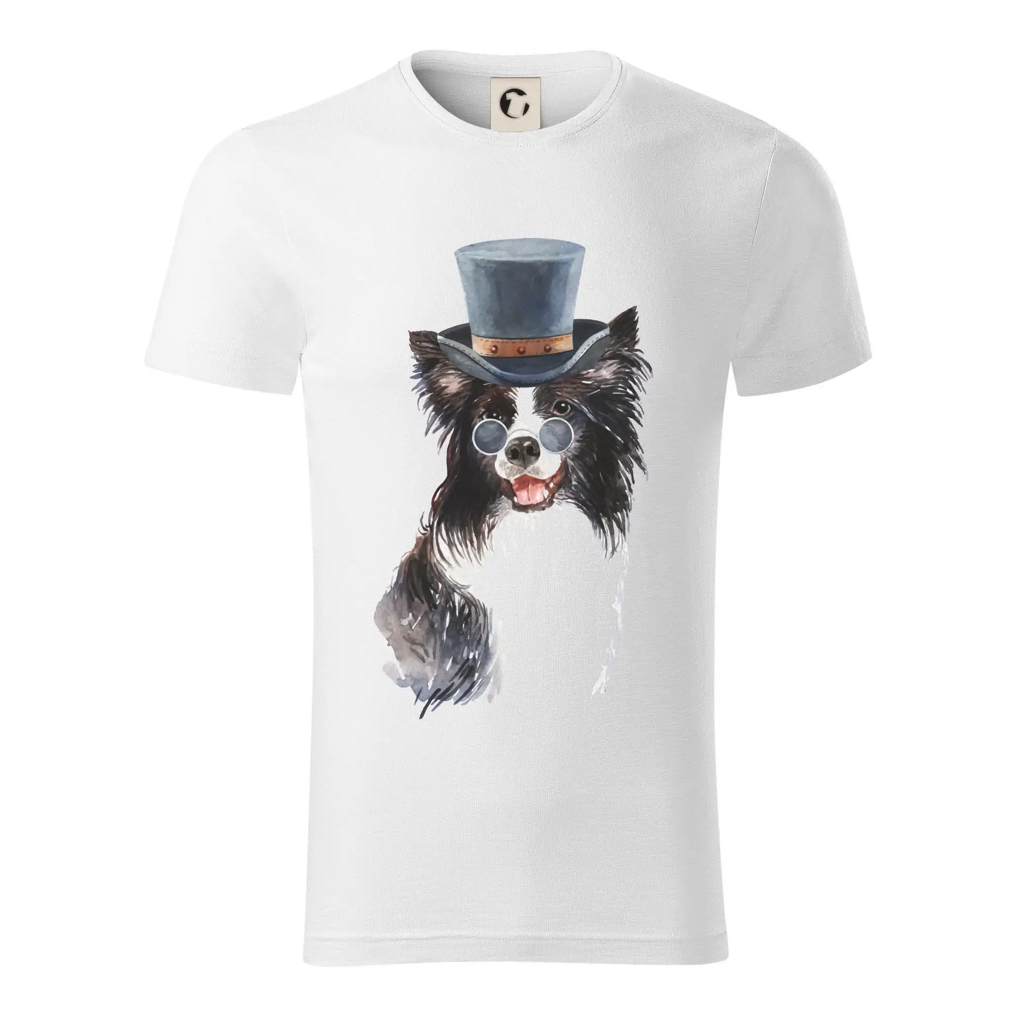 Border kólia na tričku - Border kólia v klobúku - Tričko z organickej bavlny