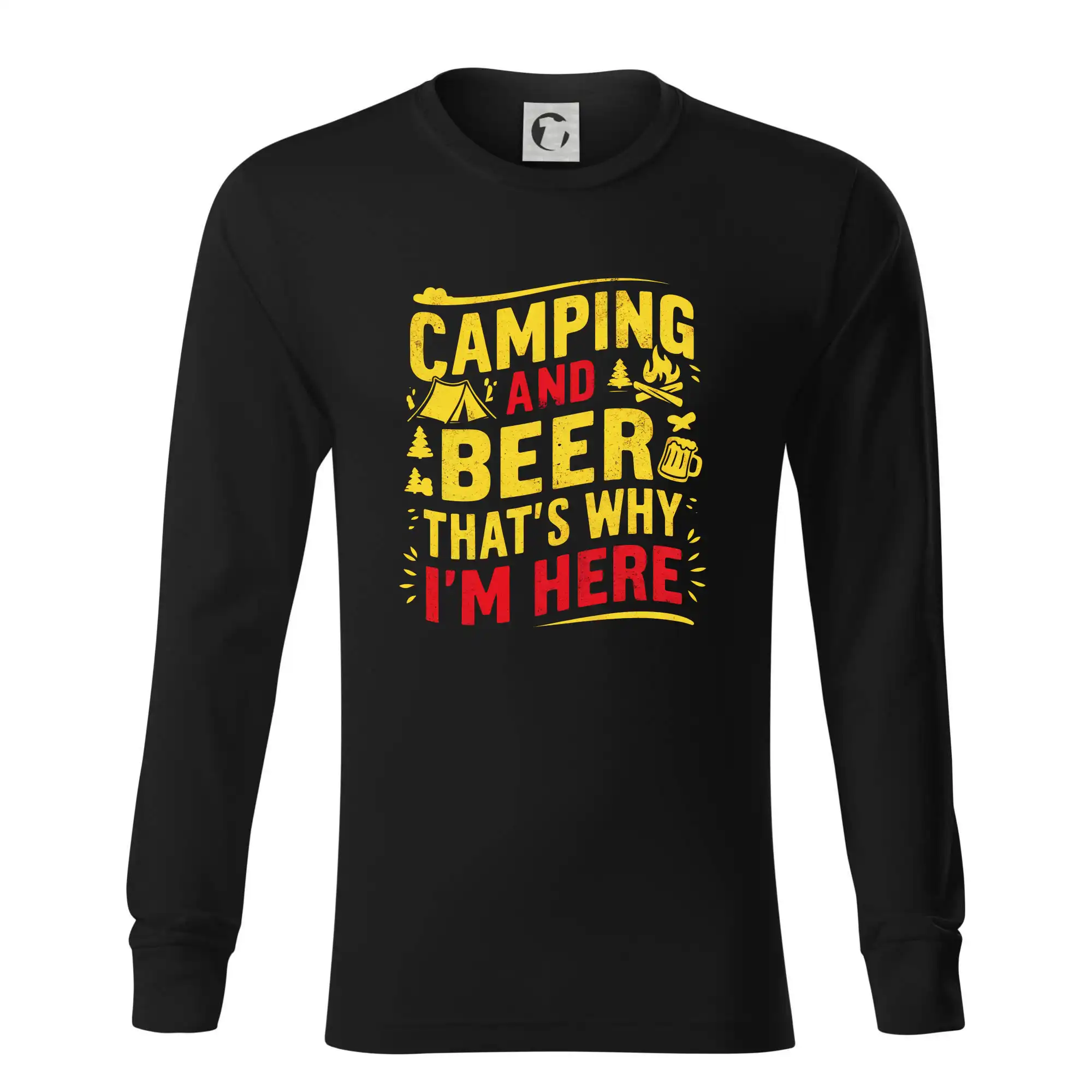 Vtipná tričká pre pivárov - Camping and beer - thats why iam here - Tričko s dlhým rukávom LS R05
