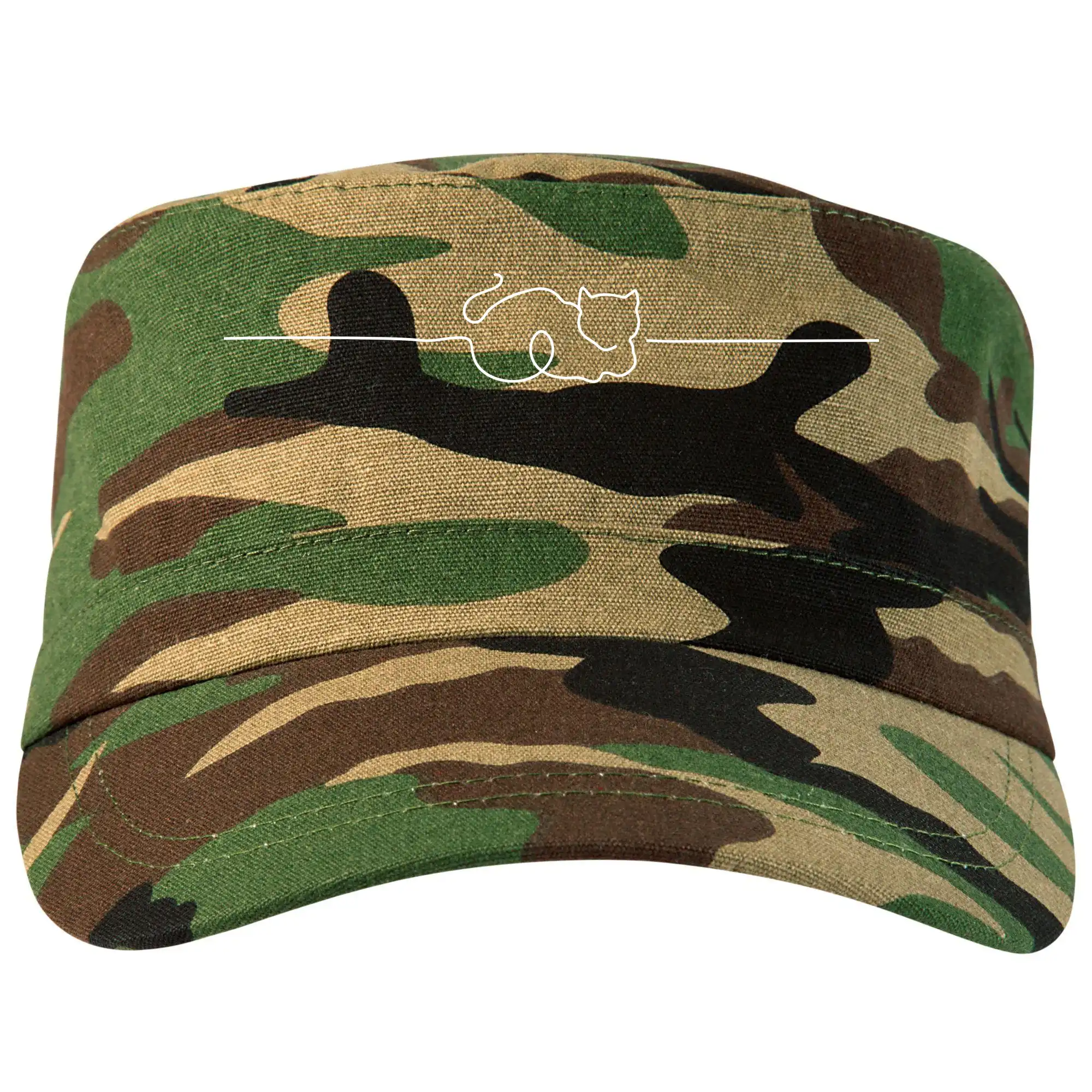 Vtipná tričká s mačkou - Mačka linka kreslená - Šiltovka CAMO