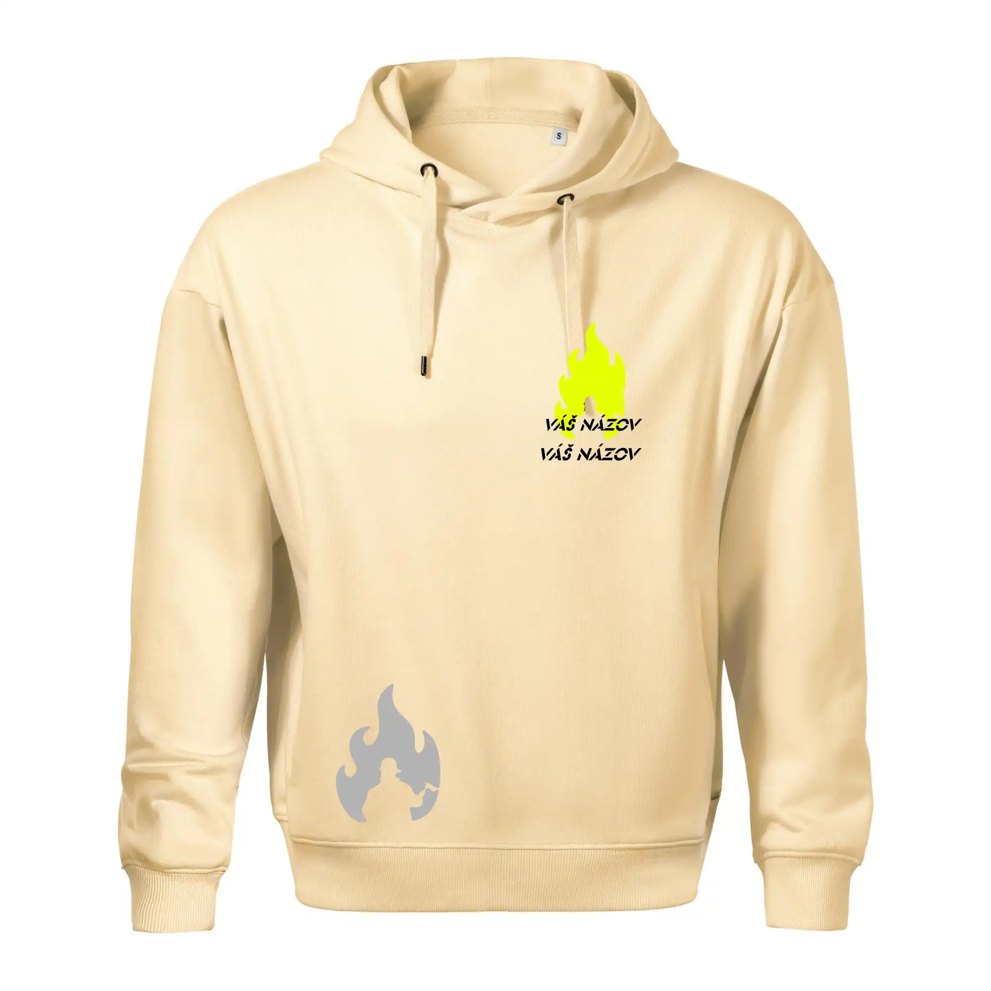 Originálne tričká pre hasičov - Hasiči - oheň - Váš názov - Prsník + chrbát - Oversized mikina pánska Moon - kratšia + širšia