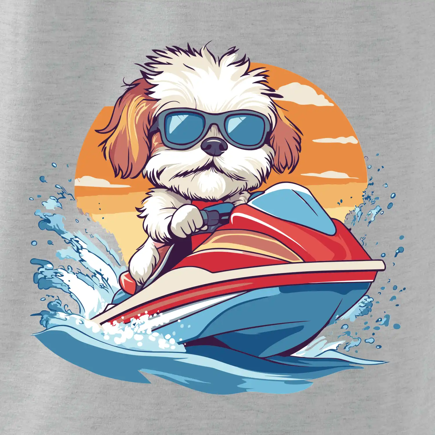 Bišonek na vodním skútru