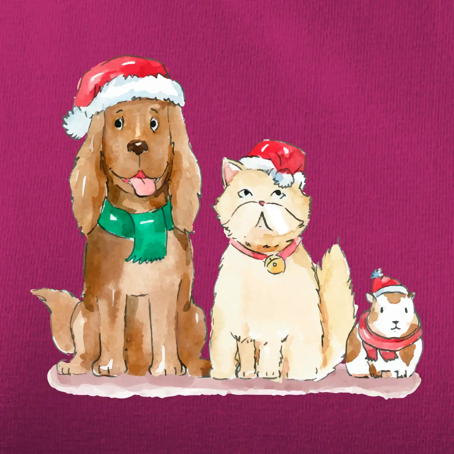 Veselé vánoce - pes, křeček a kočka