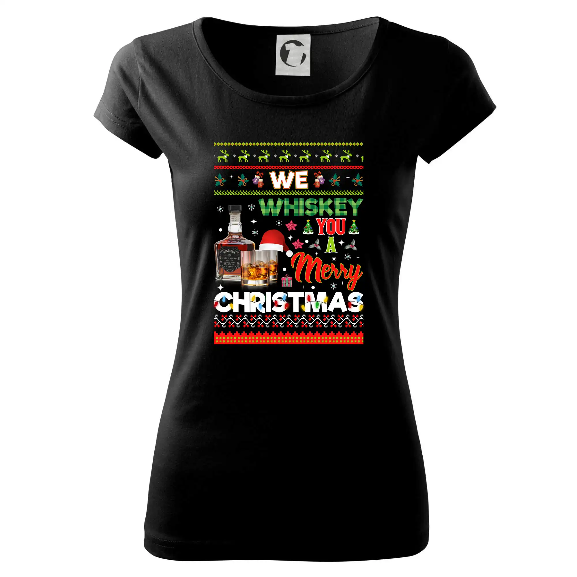 Vianočné tričká - We Whiskey you a Merry Christmas - Dámske tričko Pure