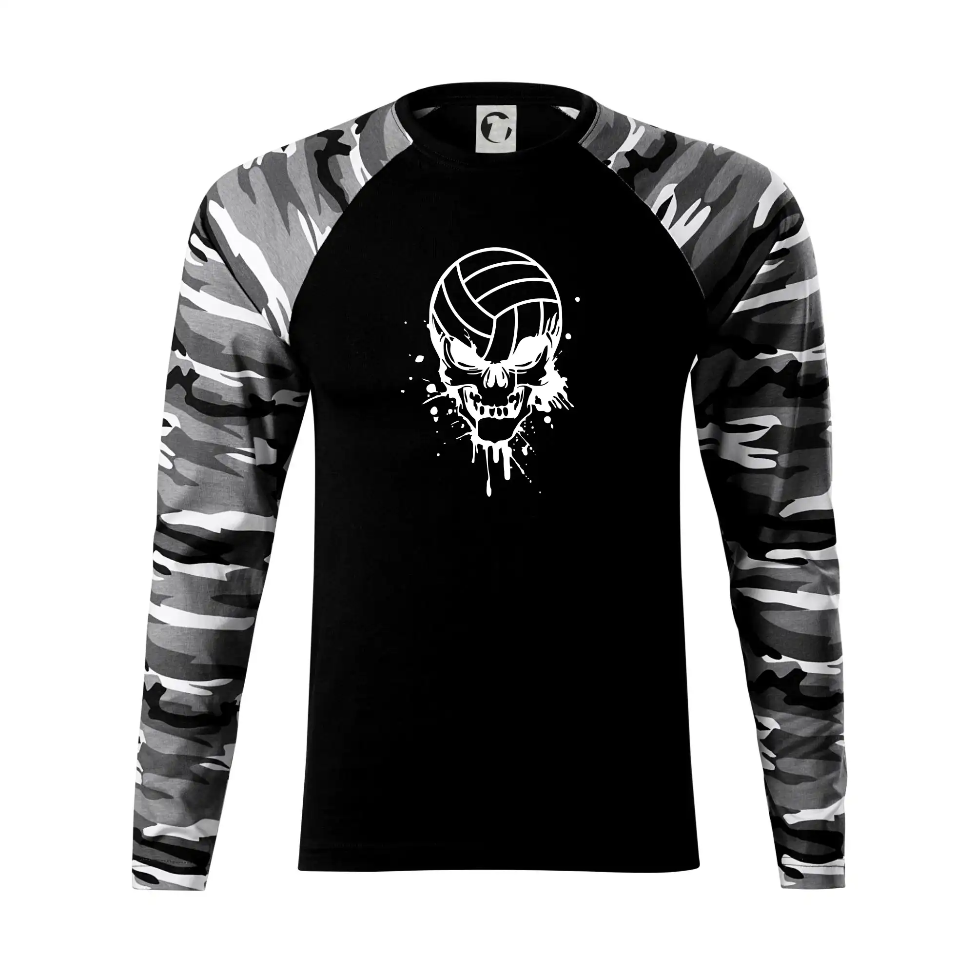 Trička na volejbal - Volejbal lebka splash - Camouflage LS