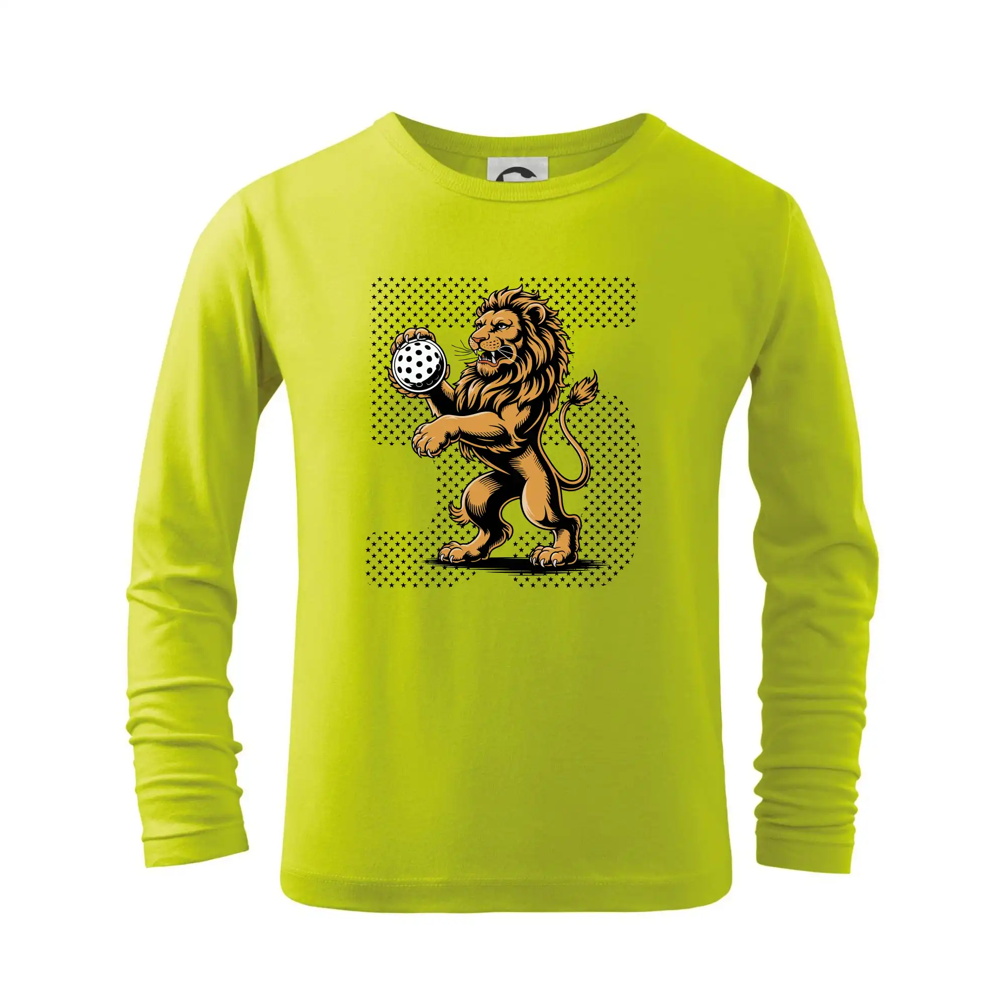 Florbalové tričká - Floorball lev stojace a číslo - Tričko detské Long Sleeve