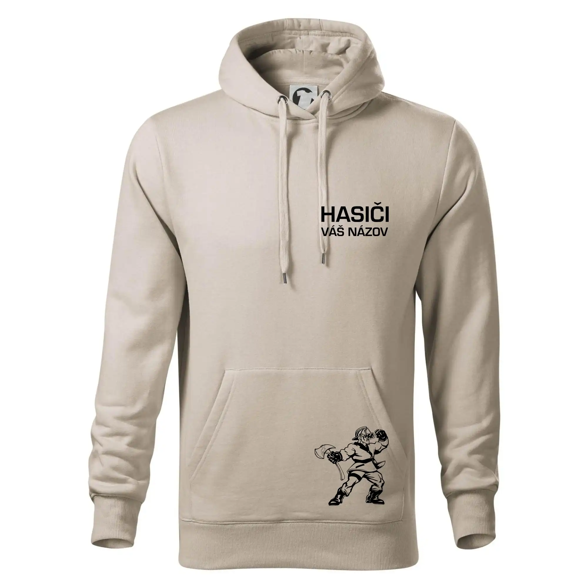 Originálne tričká pre hasičov - Hasič postava - vlastný názov - Mikina pánska Cape s kapucňou