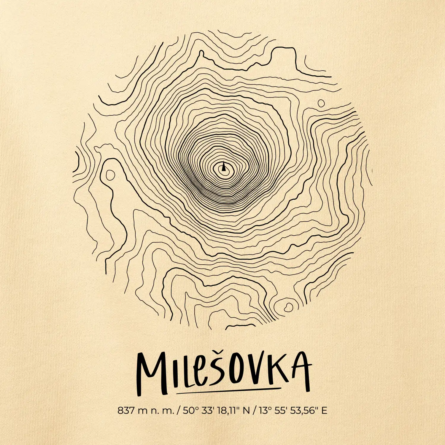 Milešovka - vrstevnice v kruhu