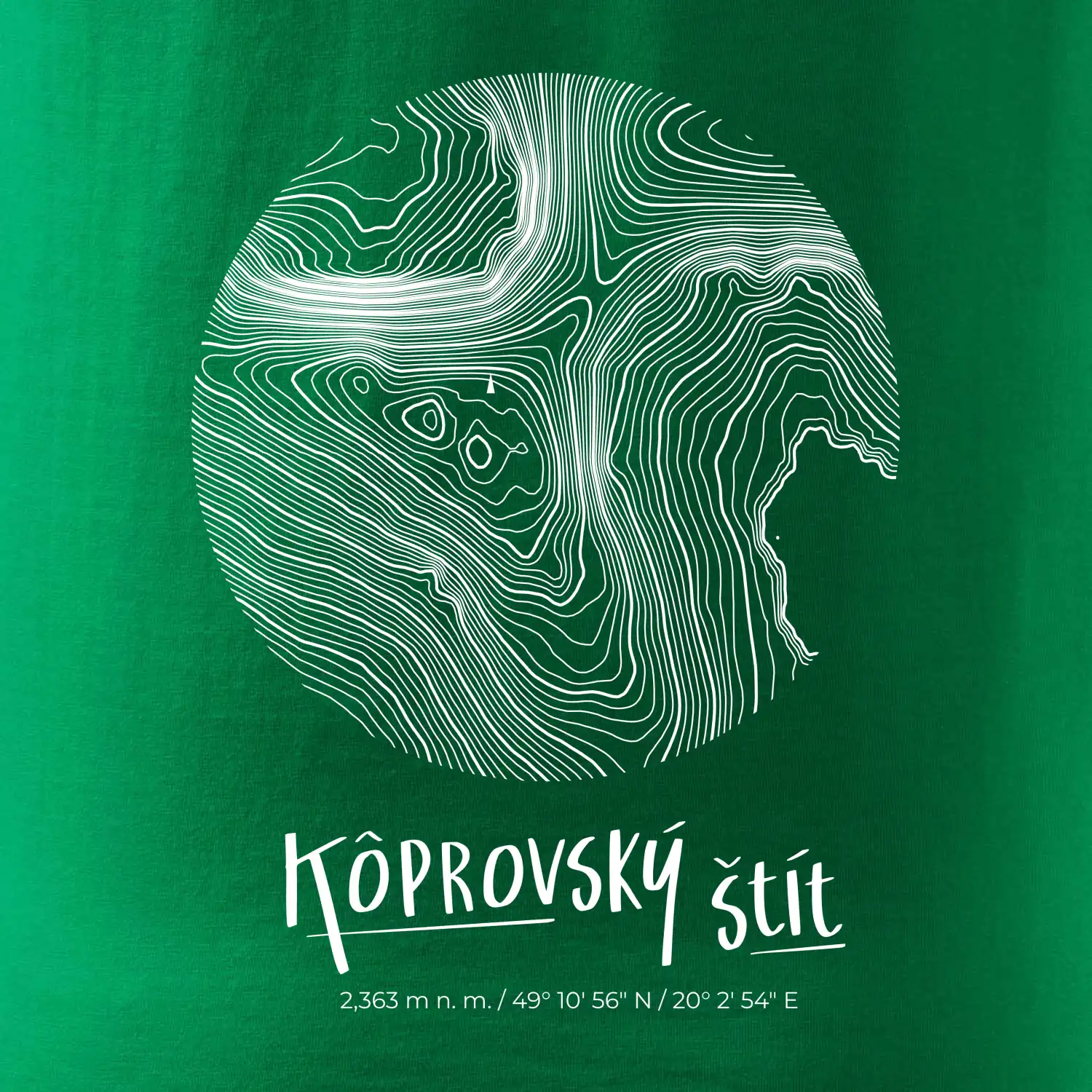 Kôprovský štít - vrstevnice v kruhu