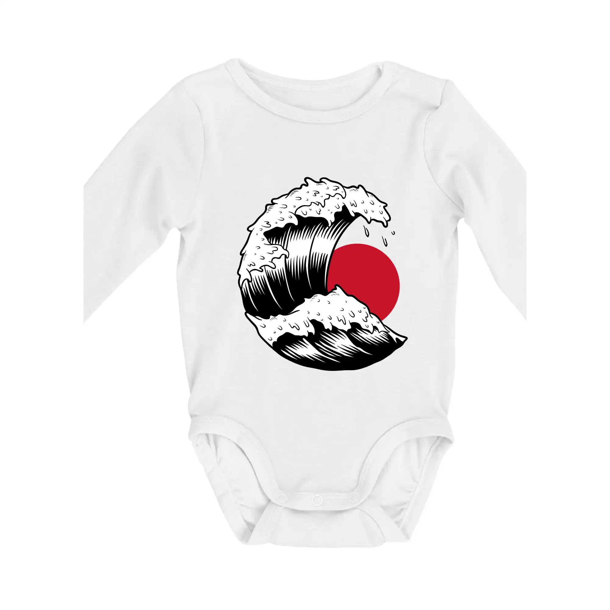 Tričká s japonskou tematikou - Japan culture - vlna - Body dojčenské s dlhým rukávom