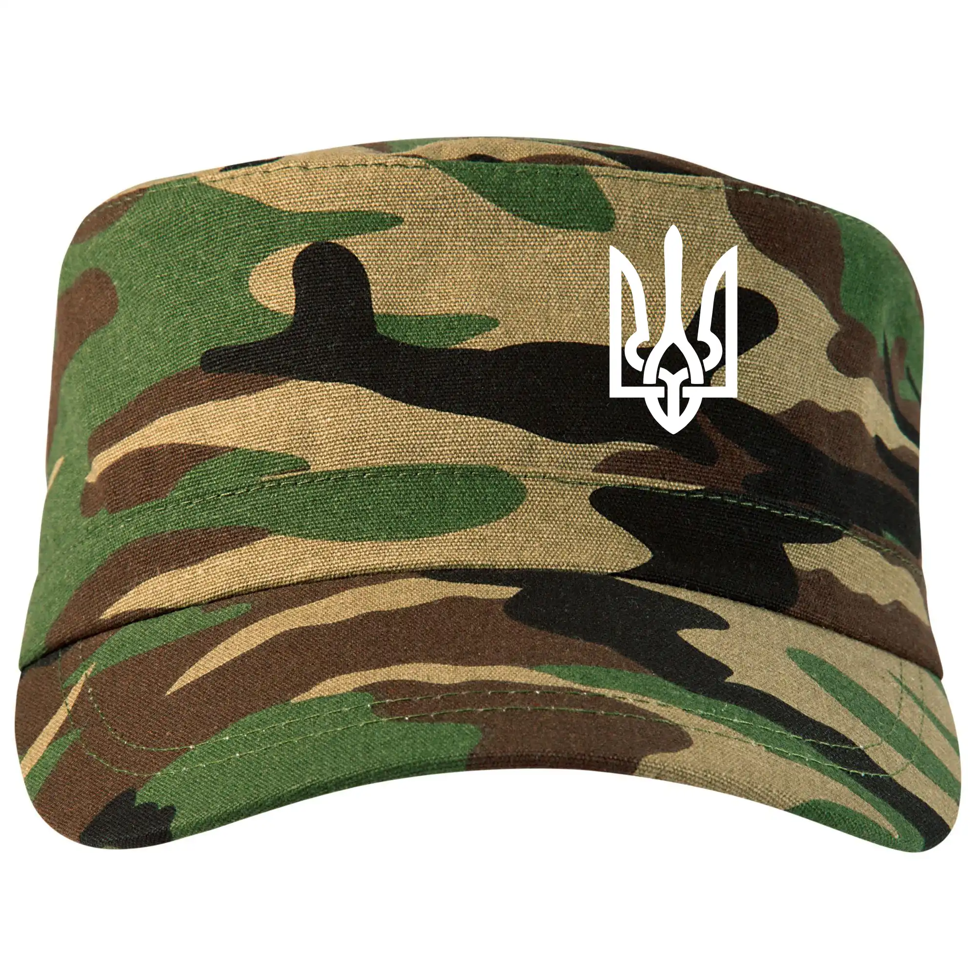 Tričká s vlajkou ukrajiny - Ukrajina trojzubec prsník - Šiltovka CAMO