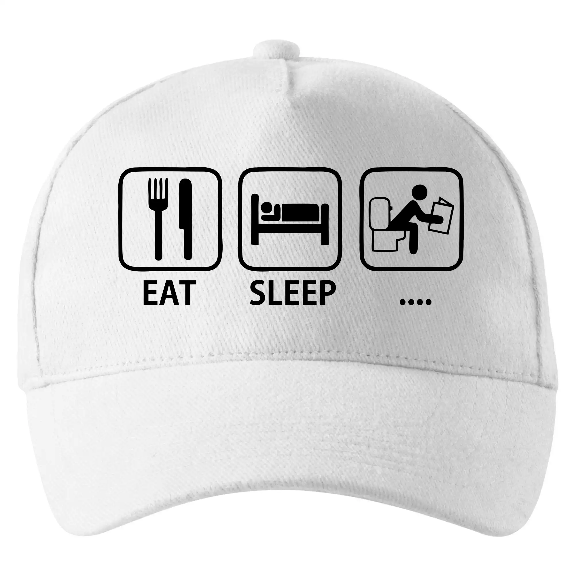 Eat sleep repeat - Eat sleep záchod - Šiltovka so zahnutým šiltom a mosaznou sponou