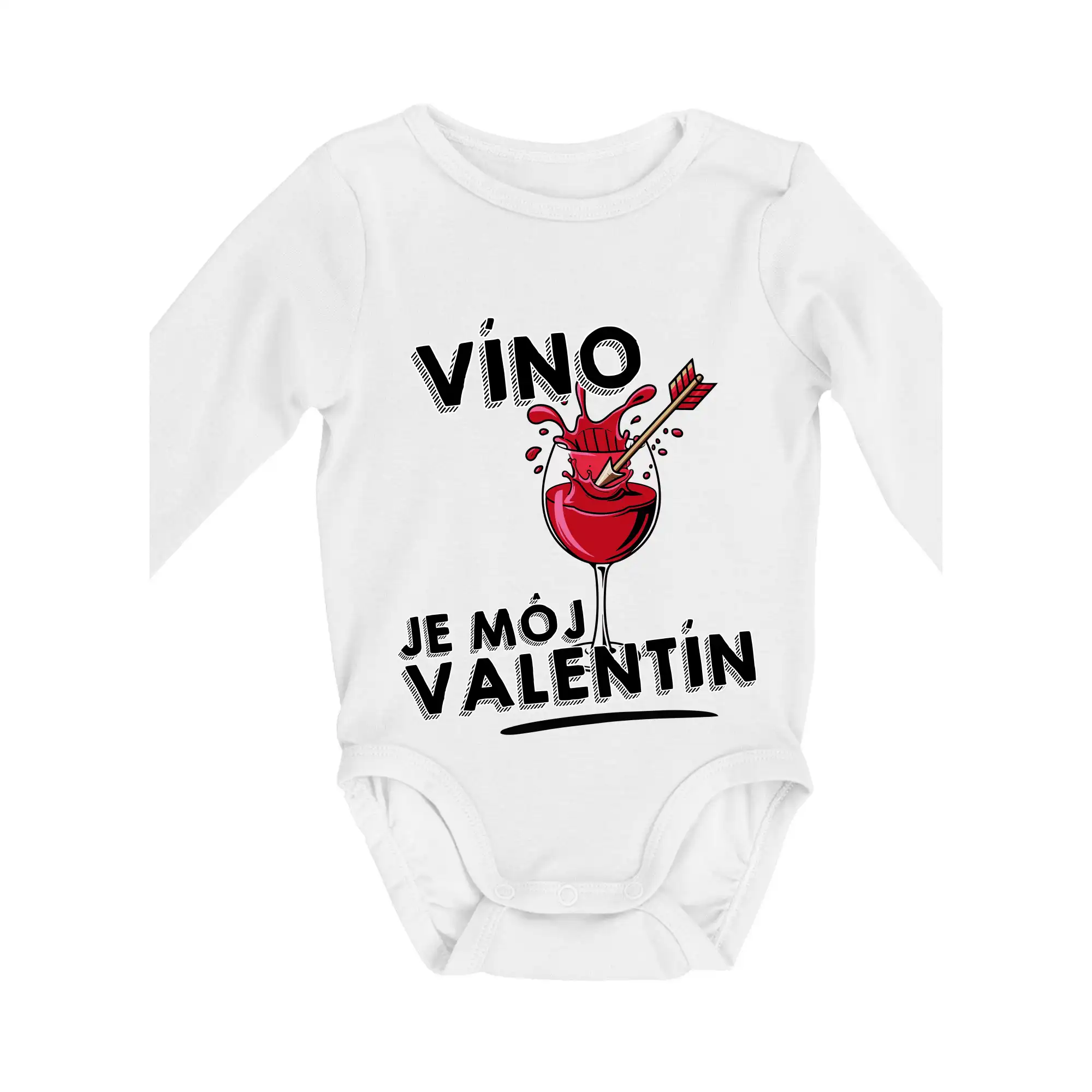 Tričká pre zamilovaných - Víno je môj valentín - Body dojčenské s dlhým rukávom