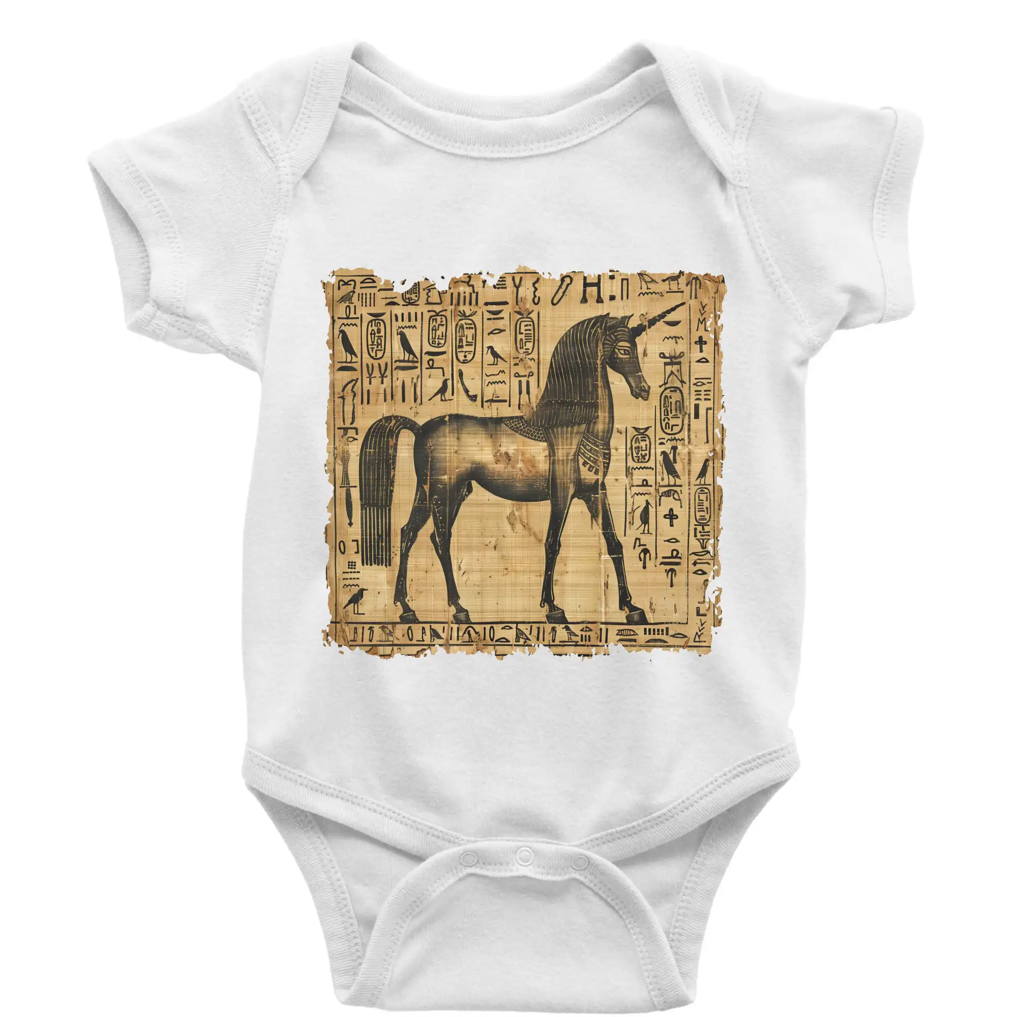 Tričká s jednorožcom - Egyptské hieroglyfy jednorožec - Body dojčenské s krátkym rukávom