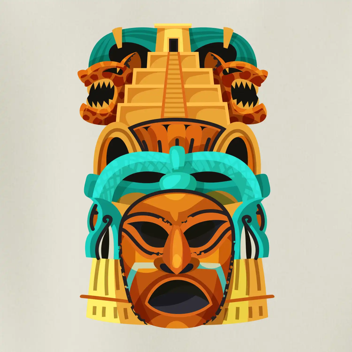 Mayové maska s pyramidou