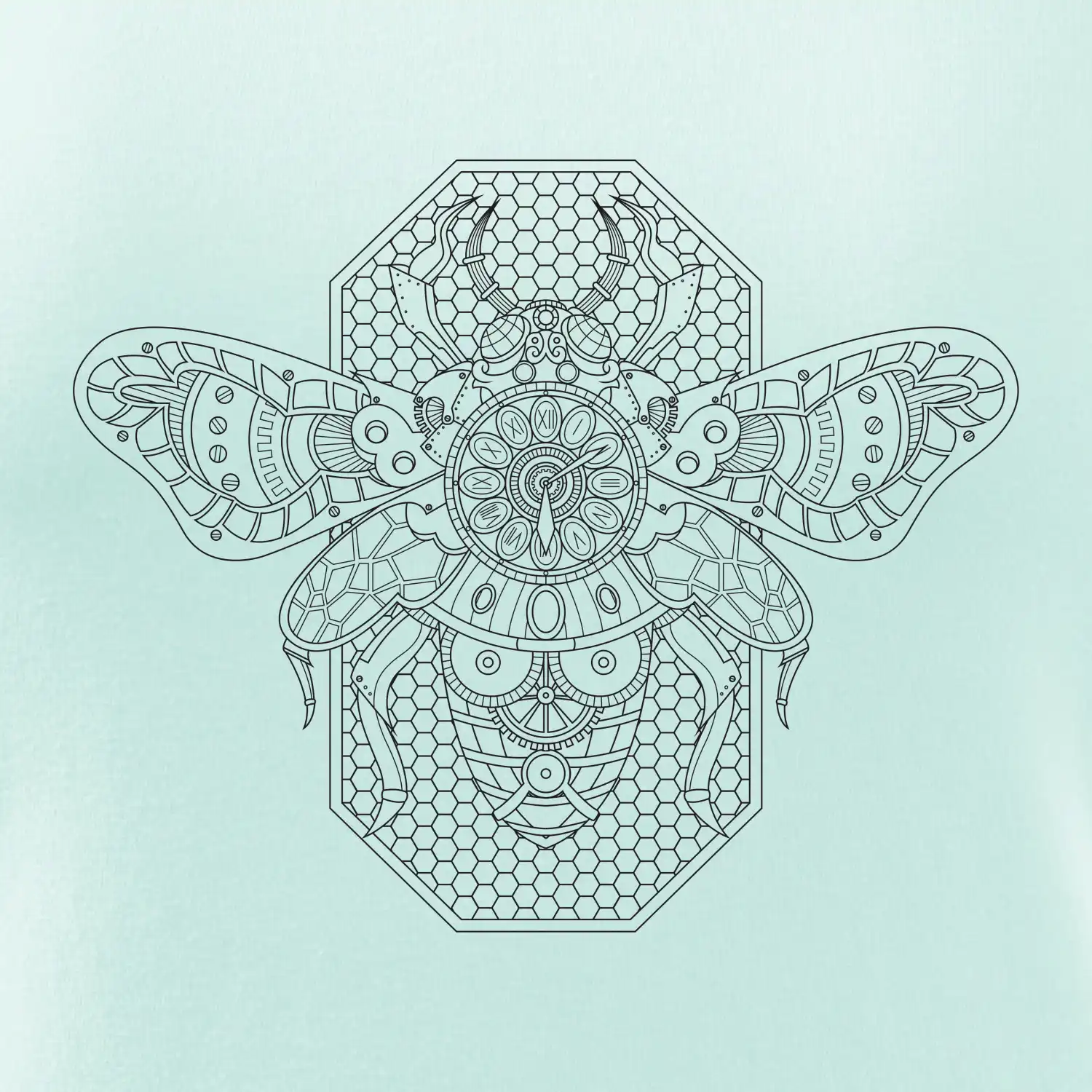 Steampunk včela černobílá