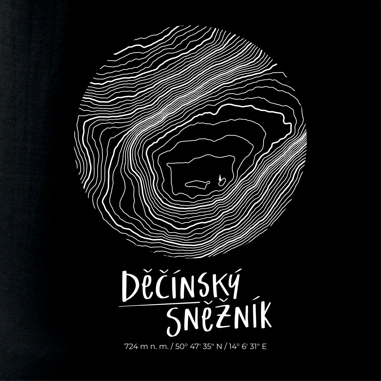 Děčínský Sněžník - vrstevnice v kruhu