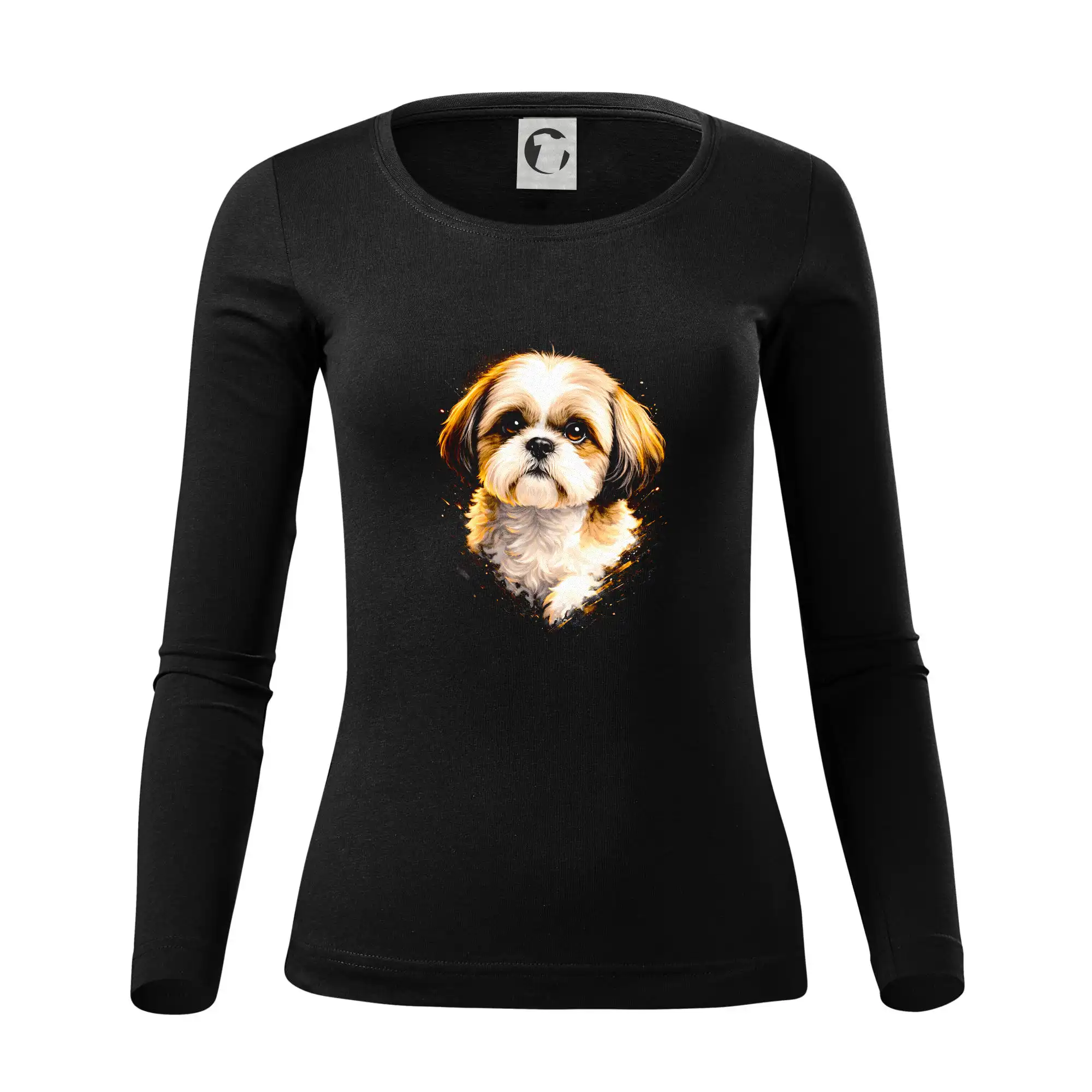 Ostatné psie plemená - Obrázok poltón Shih-tzu - Dámske tričko FIT-T LS - zužené