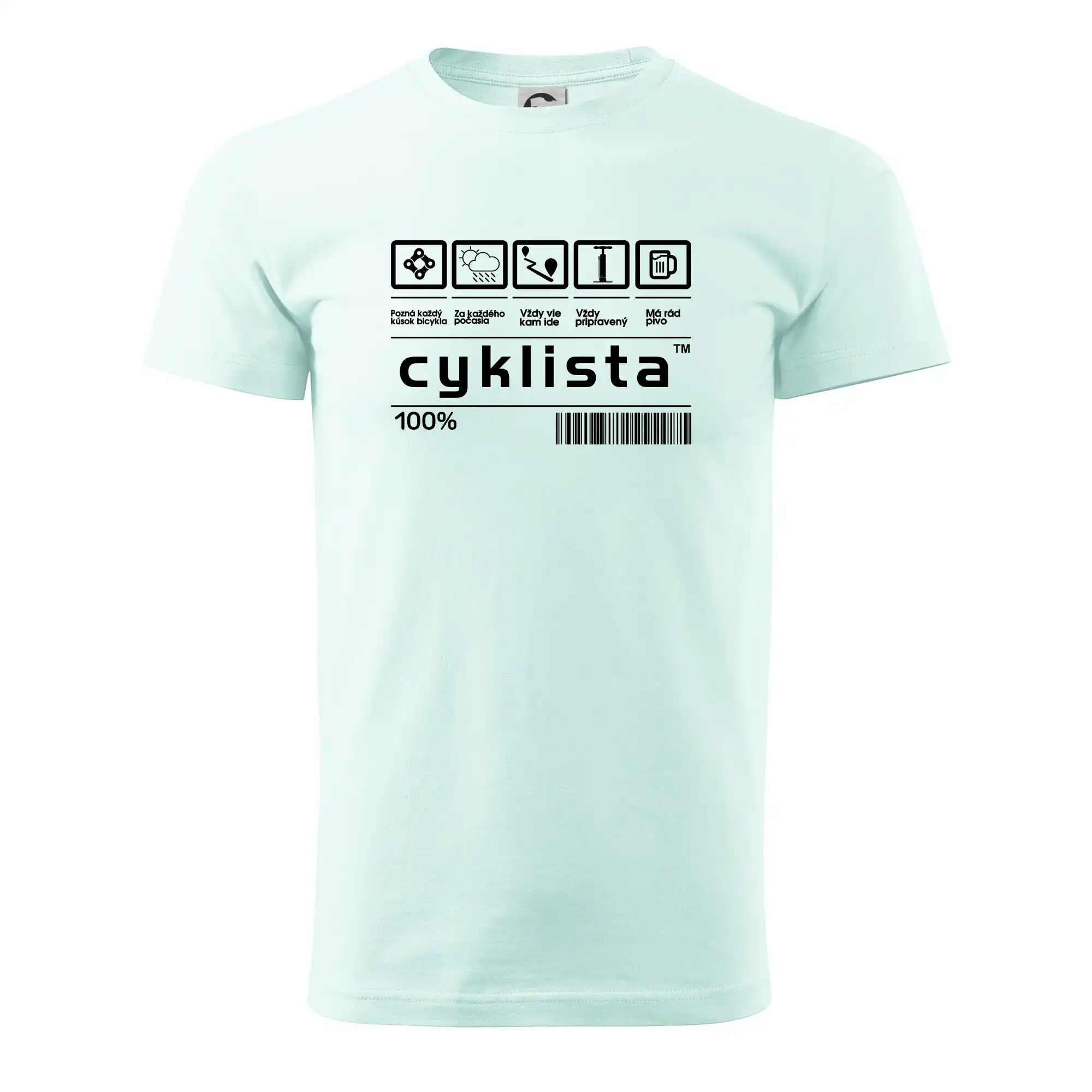 Tričko ako darček pre cyklistu - Čiarový kód - cyklista - Pánske tričko nižšej gramáže