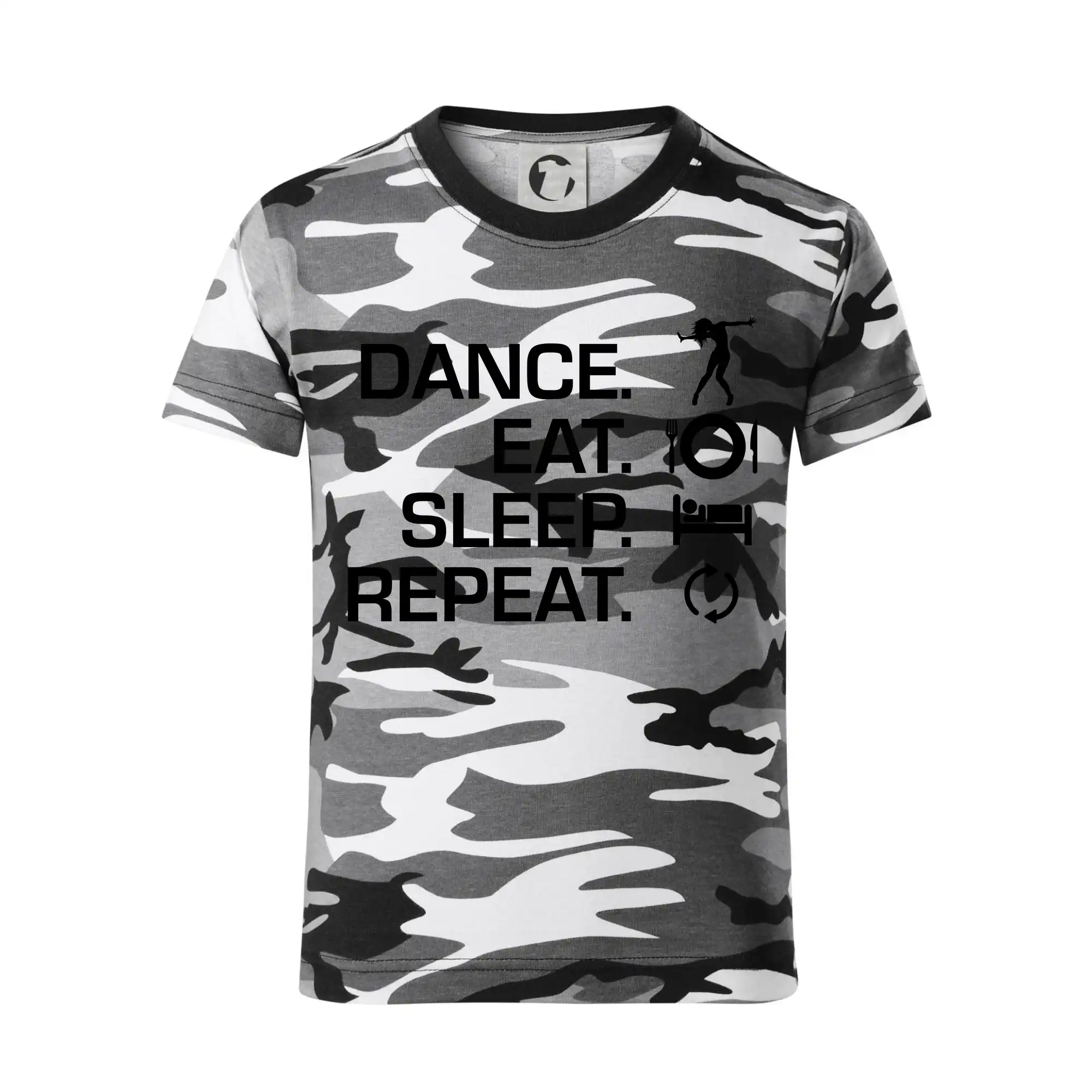 Dance eat sleep repeat - Kluk - Detské maskáčové tričko