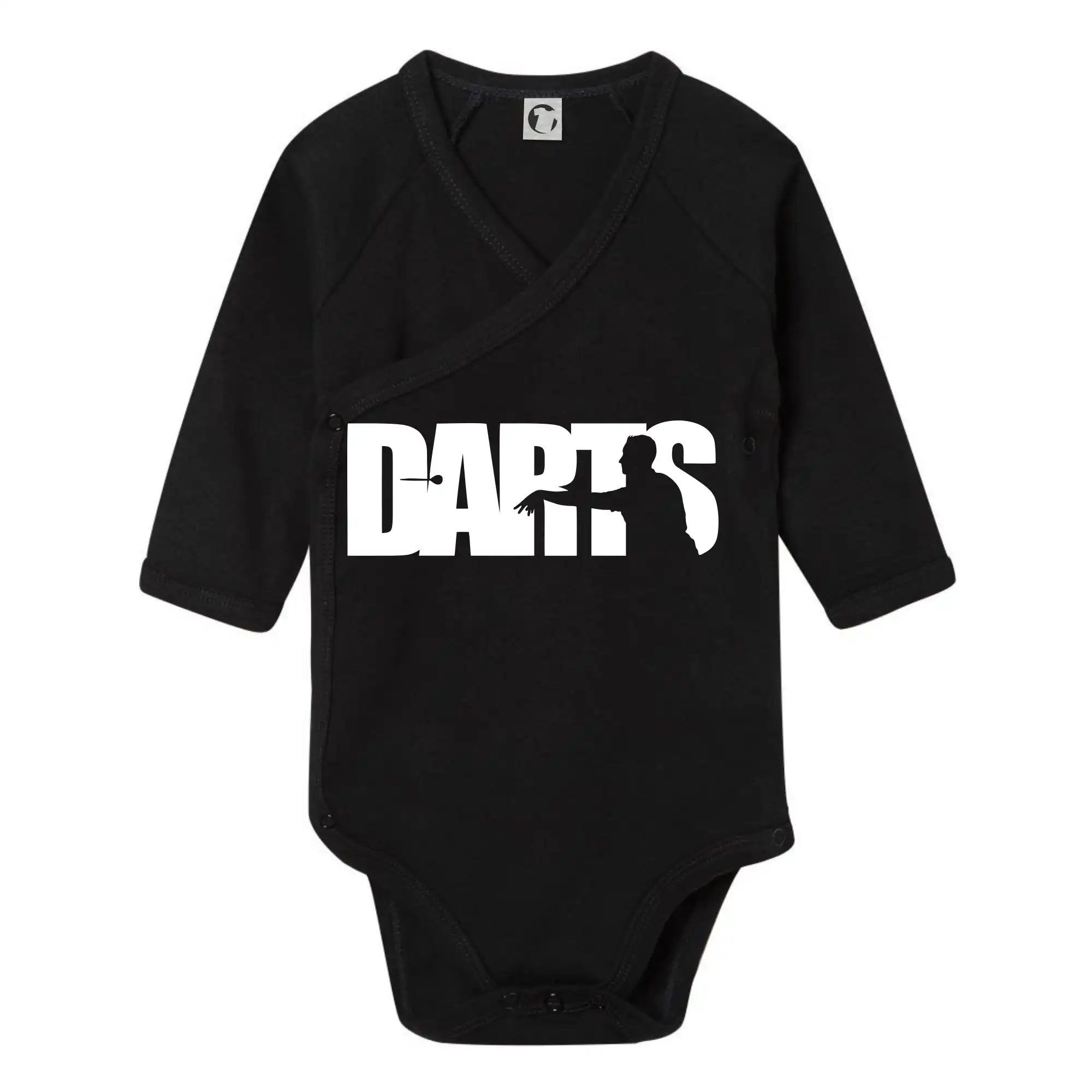 Tričko na šípky - Darts - nápis so šípkarom - Body zavinovacie s dlhým rukávom