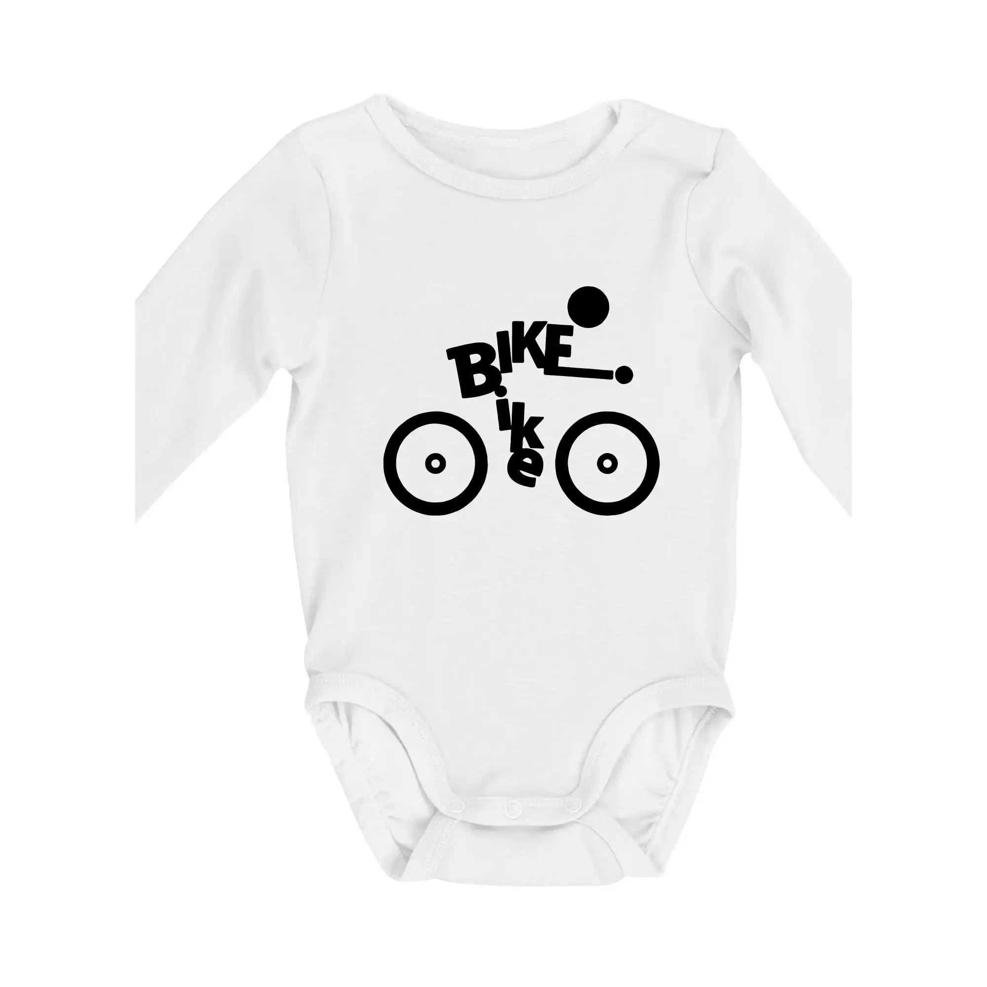 Tričko ako darček pre cyklistu - Bike nápis postava - Body dojčenské s dlhým rukávom