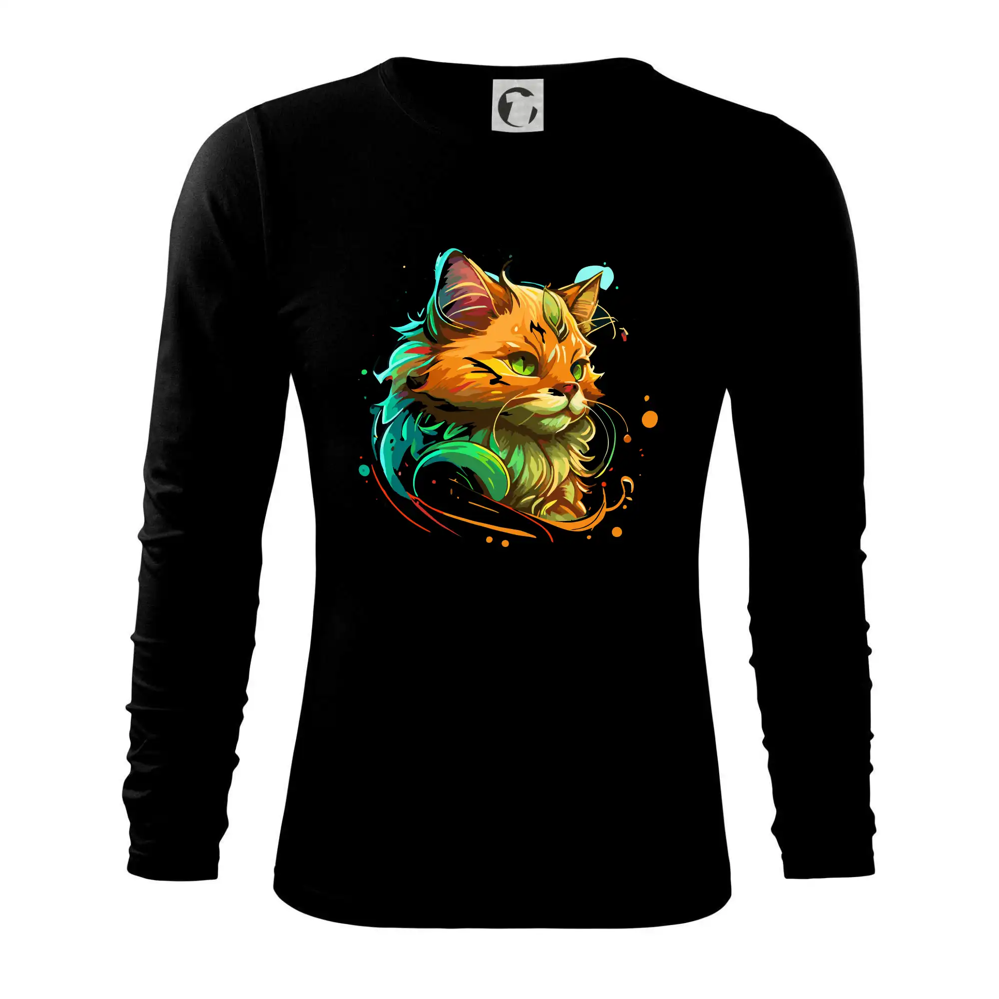 Vtipná tričká s mačkou - Kočka farebná zrzavá - Tričko s dlhým rukávom FIT-T long sleeve