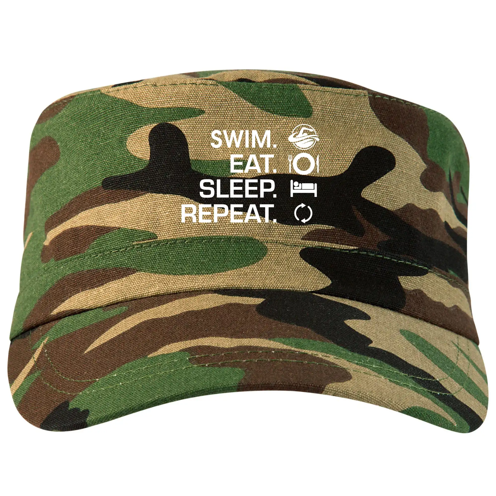 Vodácke tričká - Eat sleep swim - Šiltovka CAMO