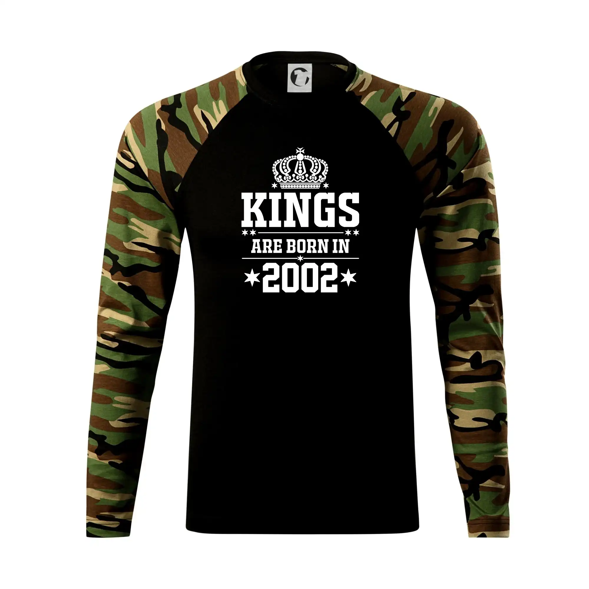 Trička s ročníkom 2001 - Kings are born in 2001 - Camouflage LS