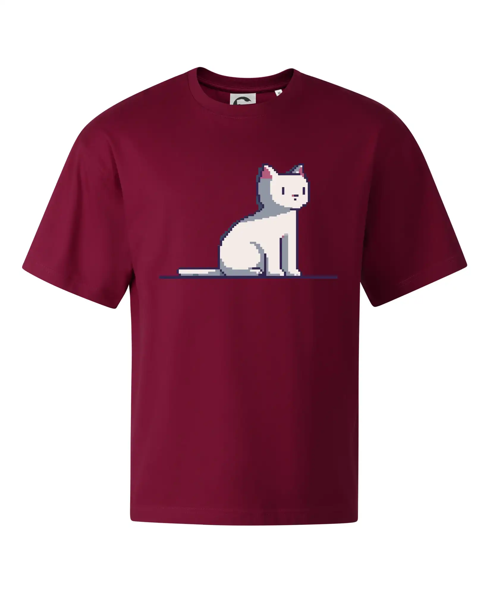 Vtipná tričká s mačkou - Mačka biela pixel - Stage unisex - OVERSIZE