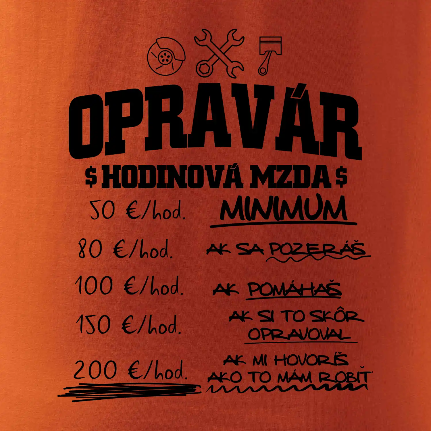 Hodinová mzda - opravár