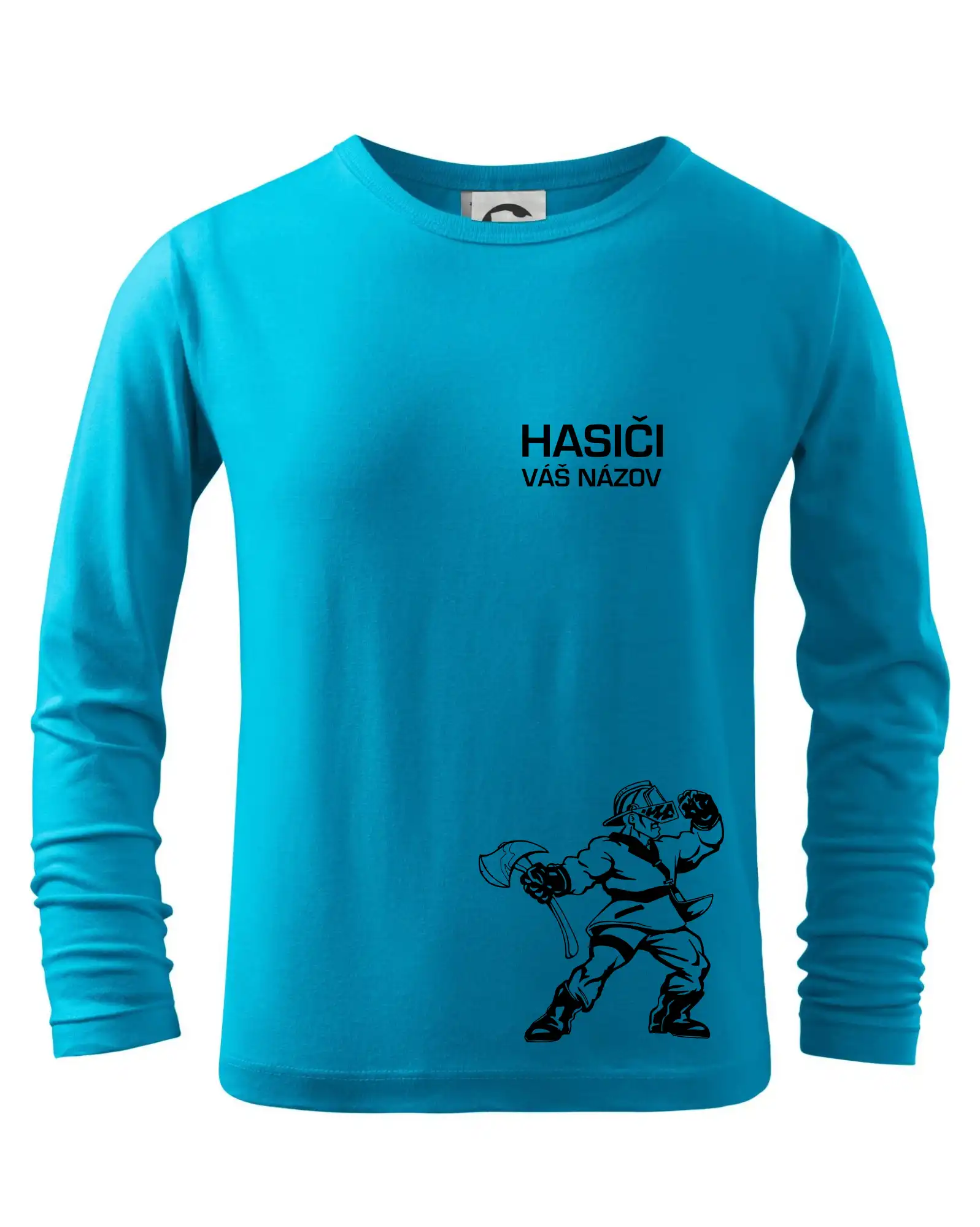 Originálne tričká pre hasičov - Hasič postava - vlastný názov - Tričko detské Long Sleeve