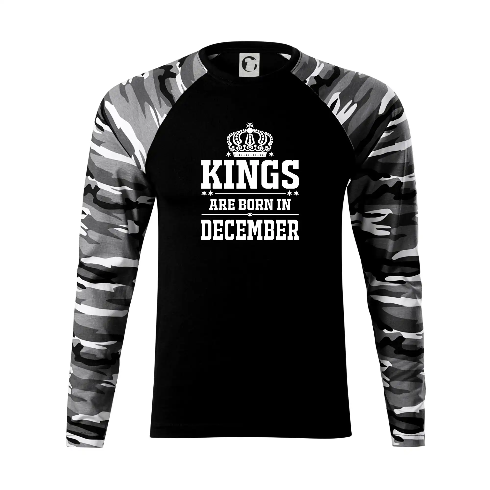 Tričká pre narodených v decembri - Kings are born in December - Camouflage LS