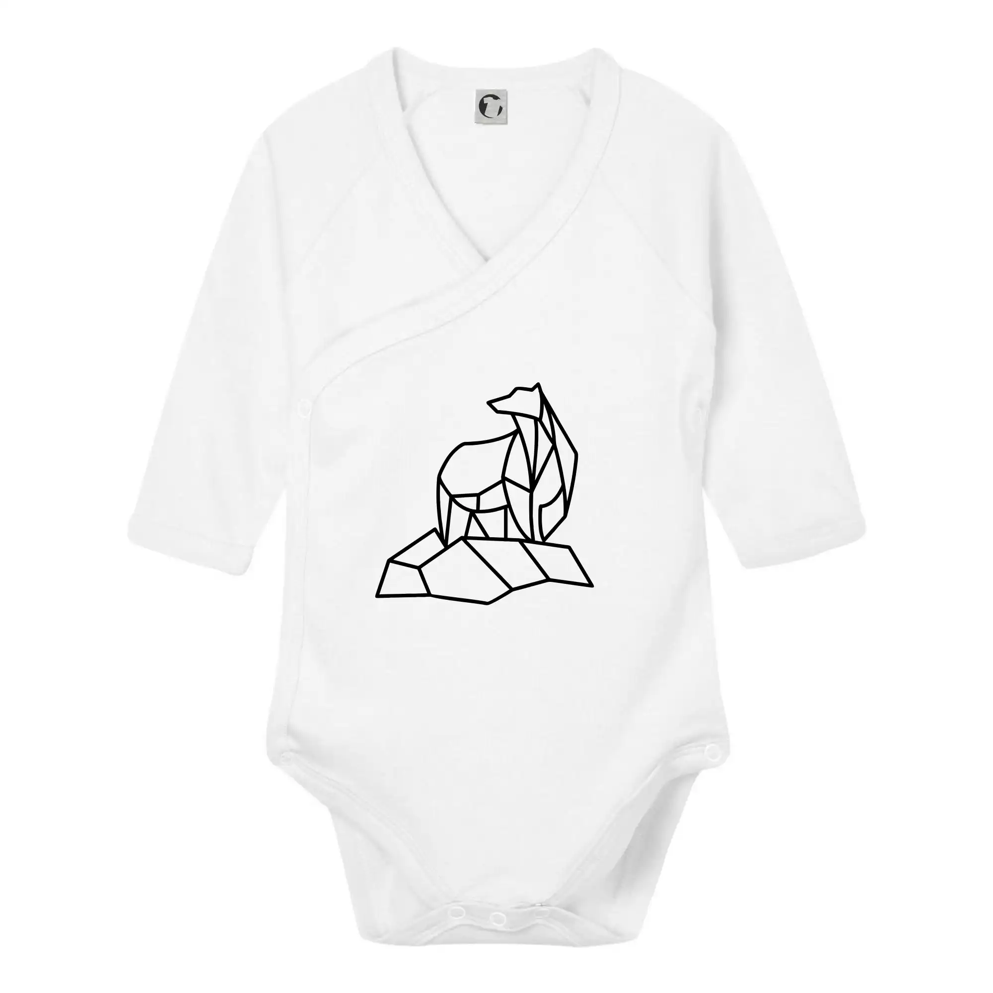 Tričká so zvieratami - Geometria ľadový medveď na ľade - Body zavinovacie s dlhým rukávom