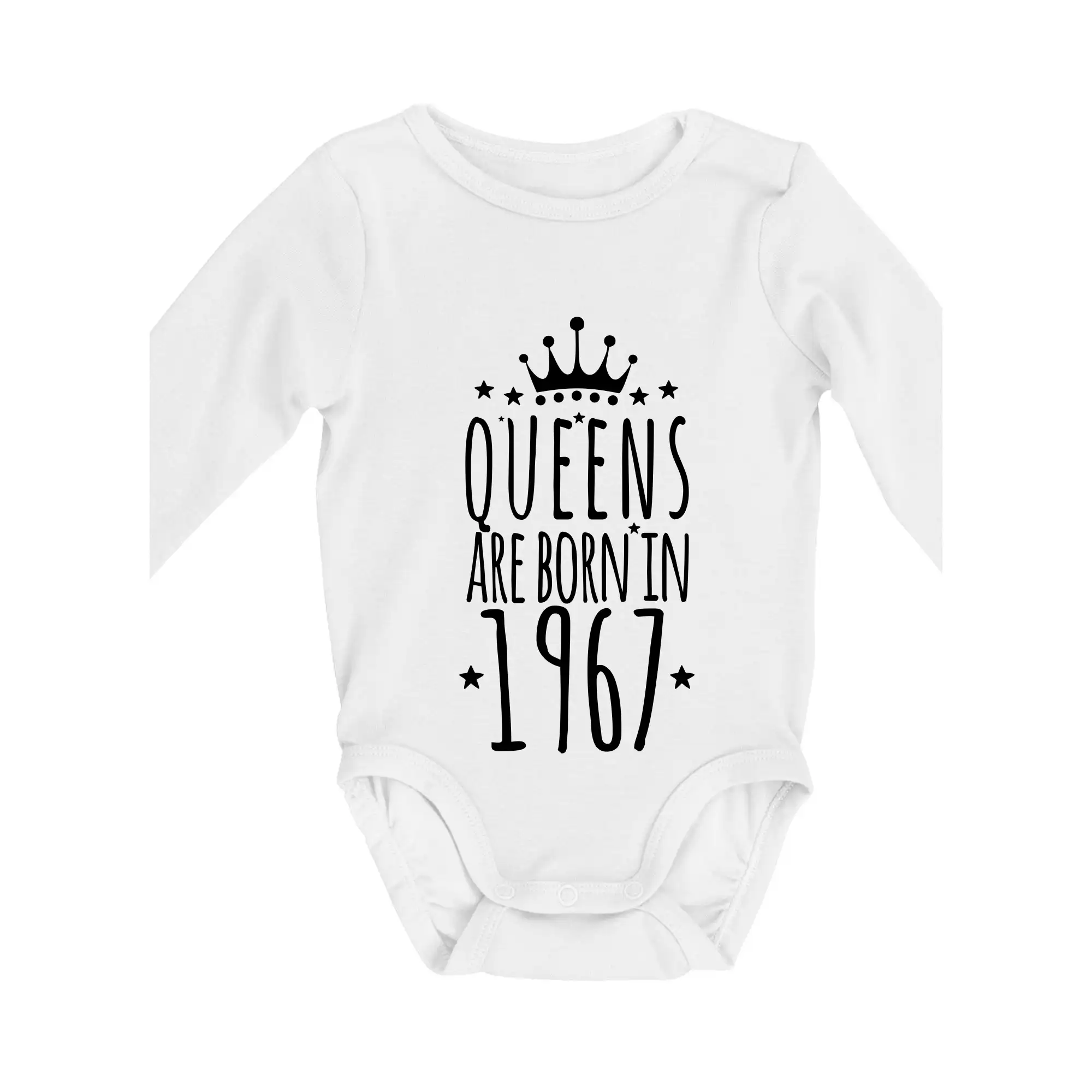 Trička s ročníkom 1967 - Queens are born in 1967 - Body dojčenské s dlhým rukávom