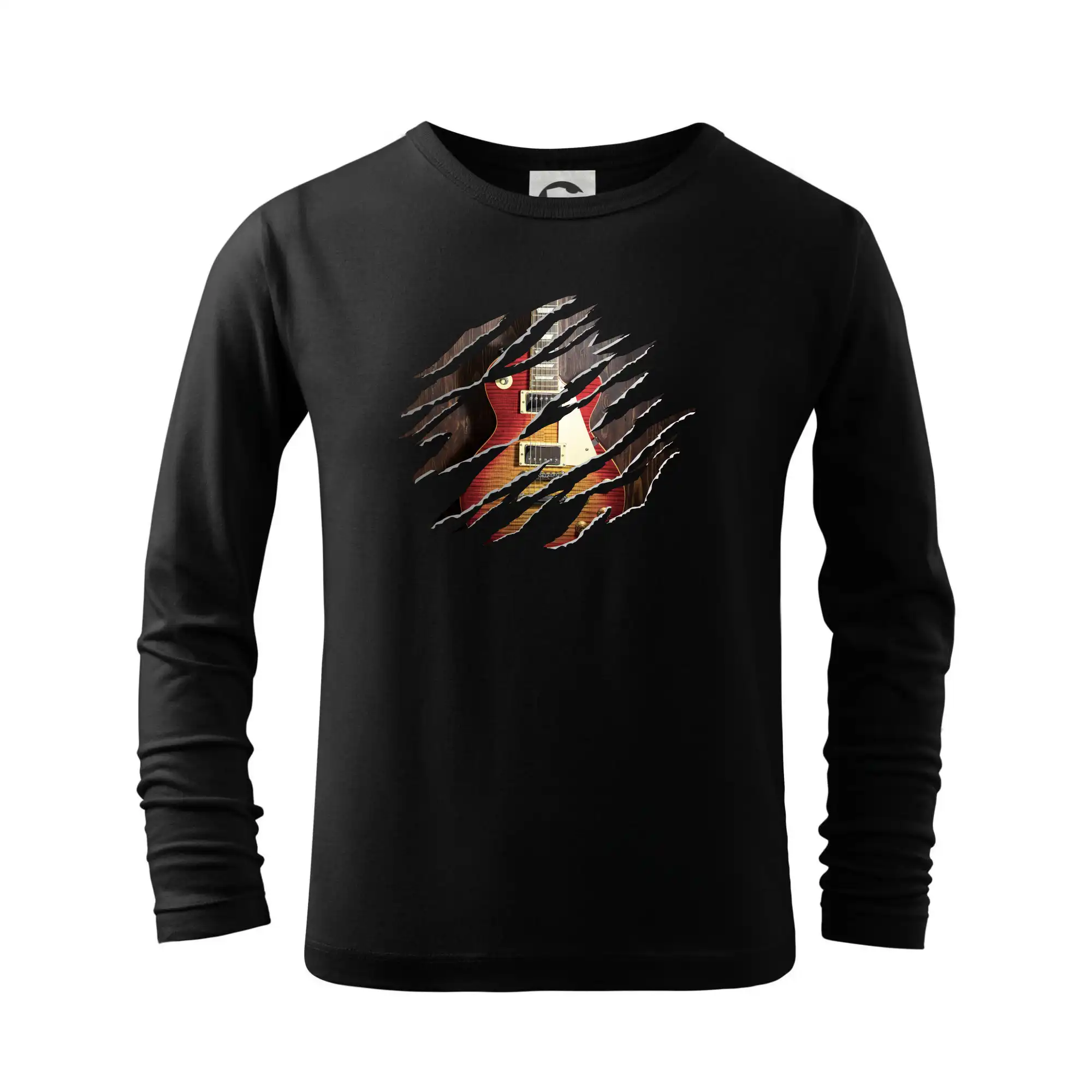 Roztrhnuté triko - gitara elektrická drevená - Tričko detské Long Sleeve