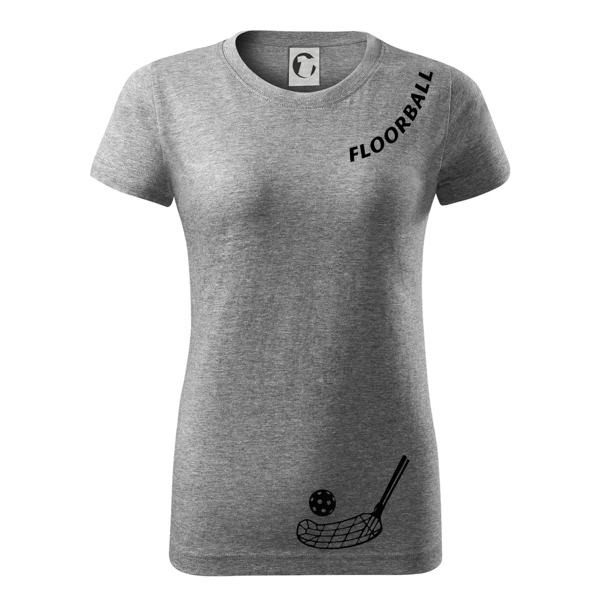 Florbalové tričká - Floorball nápis šikmo - Dámske tričko basic - ľahko voľnejšie a dlhšie