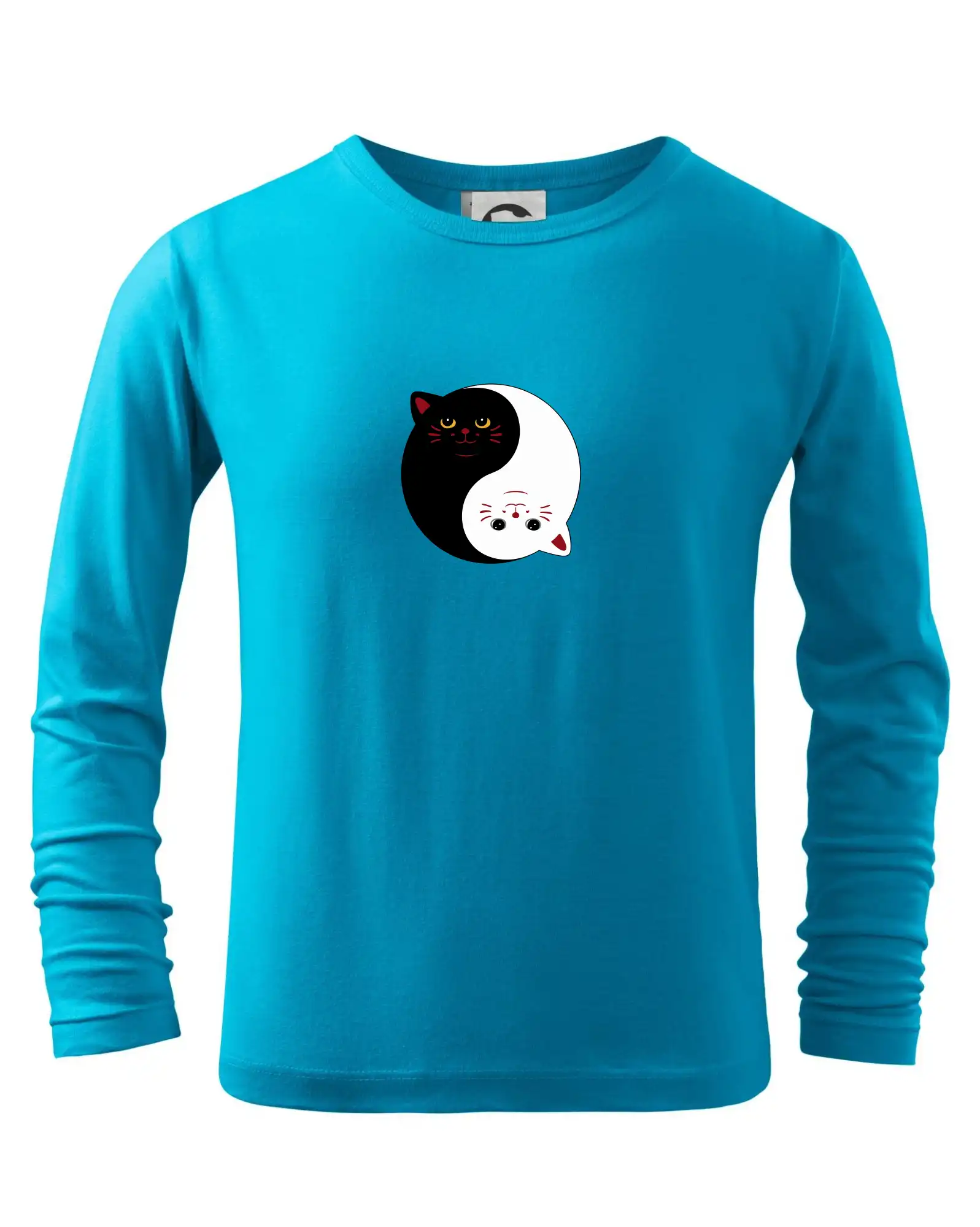 Vtipná tričká s mačkou - Mačky jin jang farebné - Tričko detské Long Sleeve