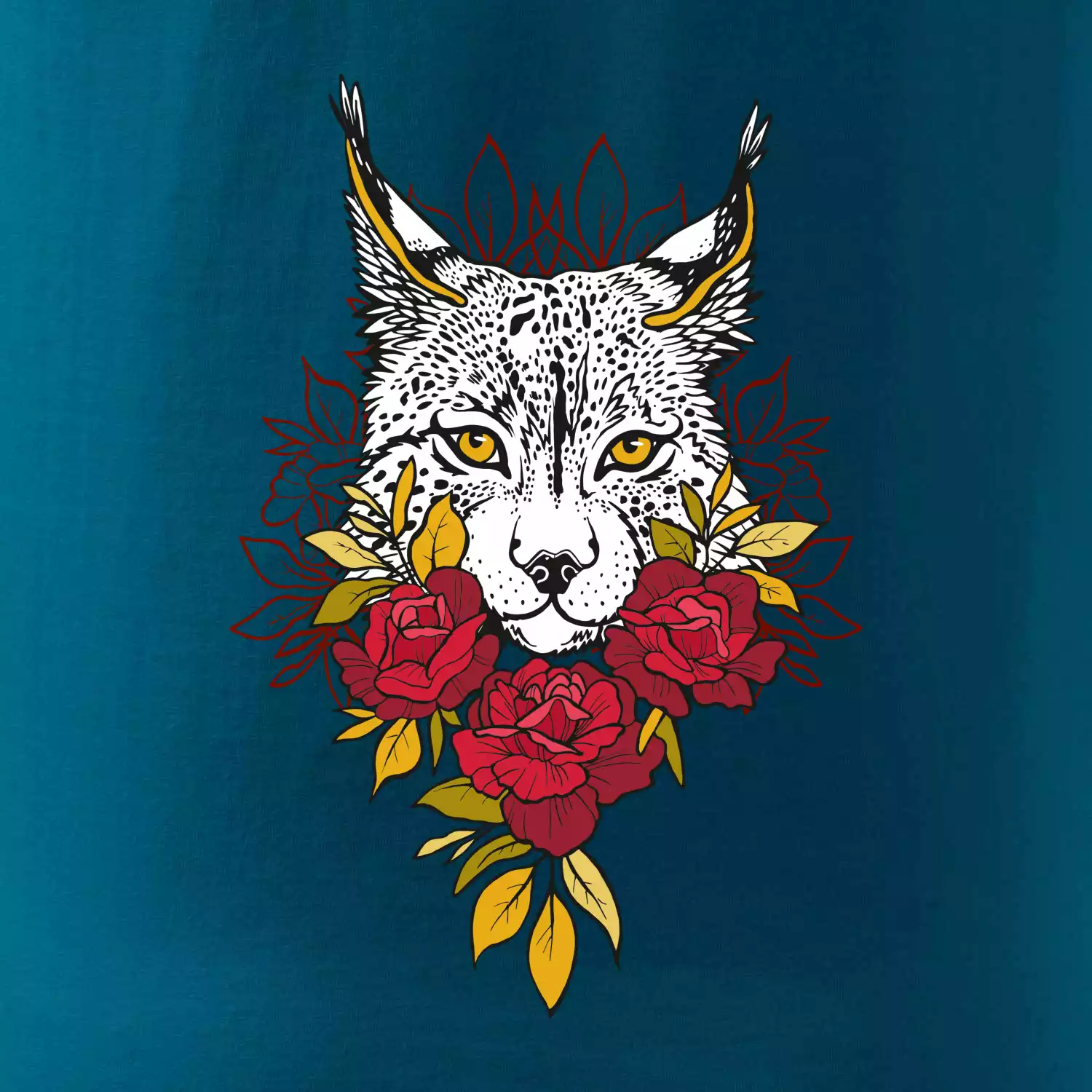 Rys s červenými ružami (Pecka design)