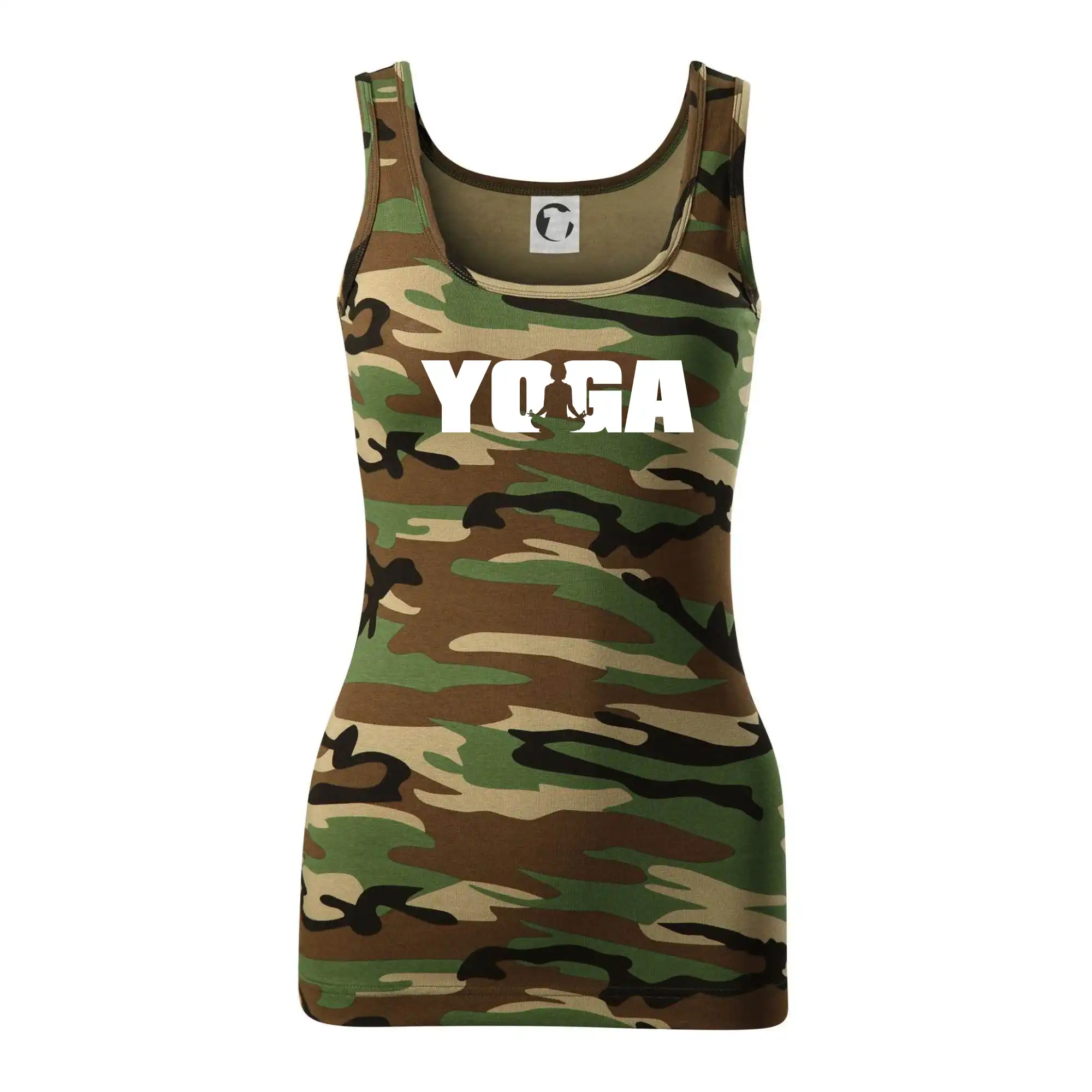 Tričká na jógu - Yoga nápis - Maskáčové tielko