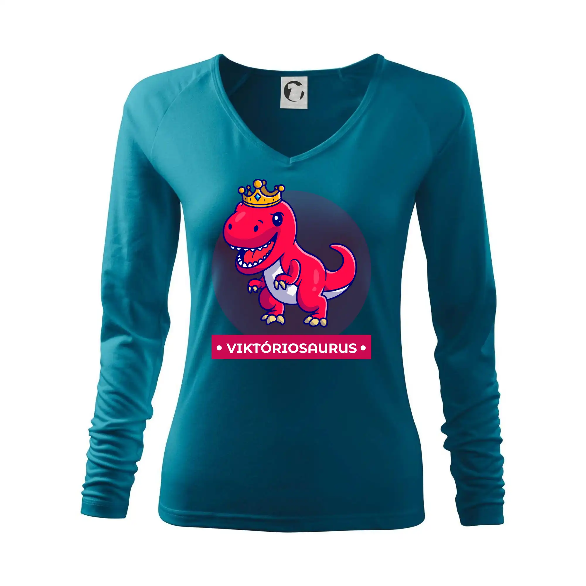 Detské tričká, mikiny a body s originálnymi potlačami | Veselé motívy pre chlapcov aj dievčatá - Dinosaurie mená - červený dinosaurus - Tričko dámske Elegance