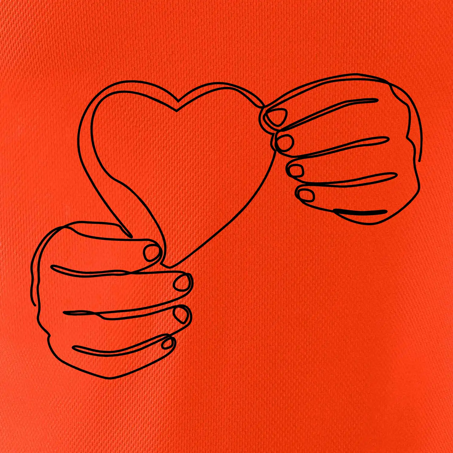 Ruka držící srdce  jedním tahem